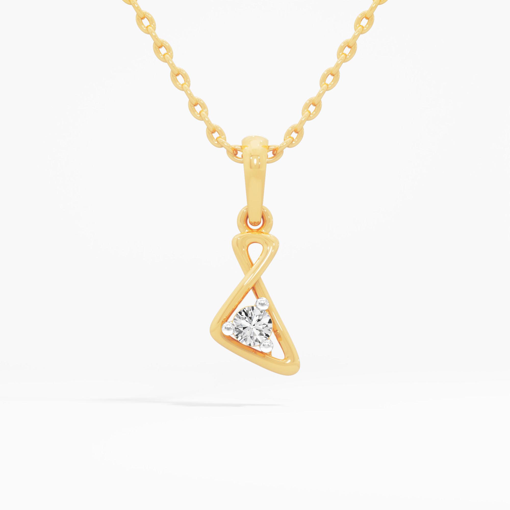 Twist Drop Diamond Pendant in 9KT Yellow Gold (Diamond Quality:FG-VVS VS)