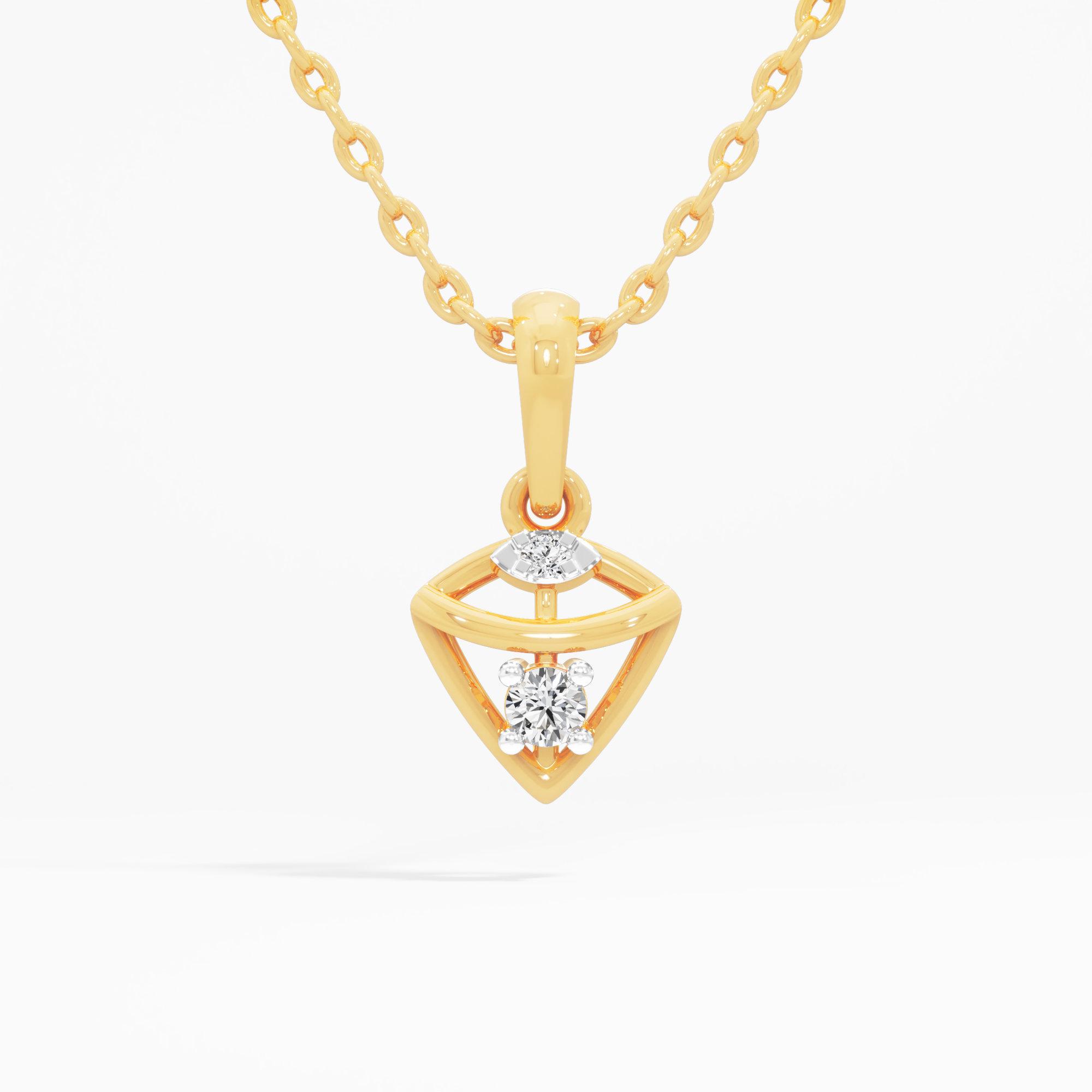 Shield Duo Diamond Pendant in 9KT Yellow Gold (Diamond Quality:FG-VVS VS)