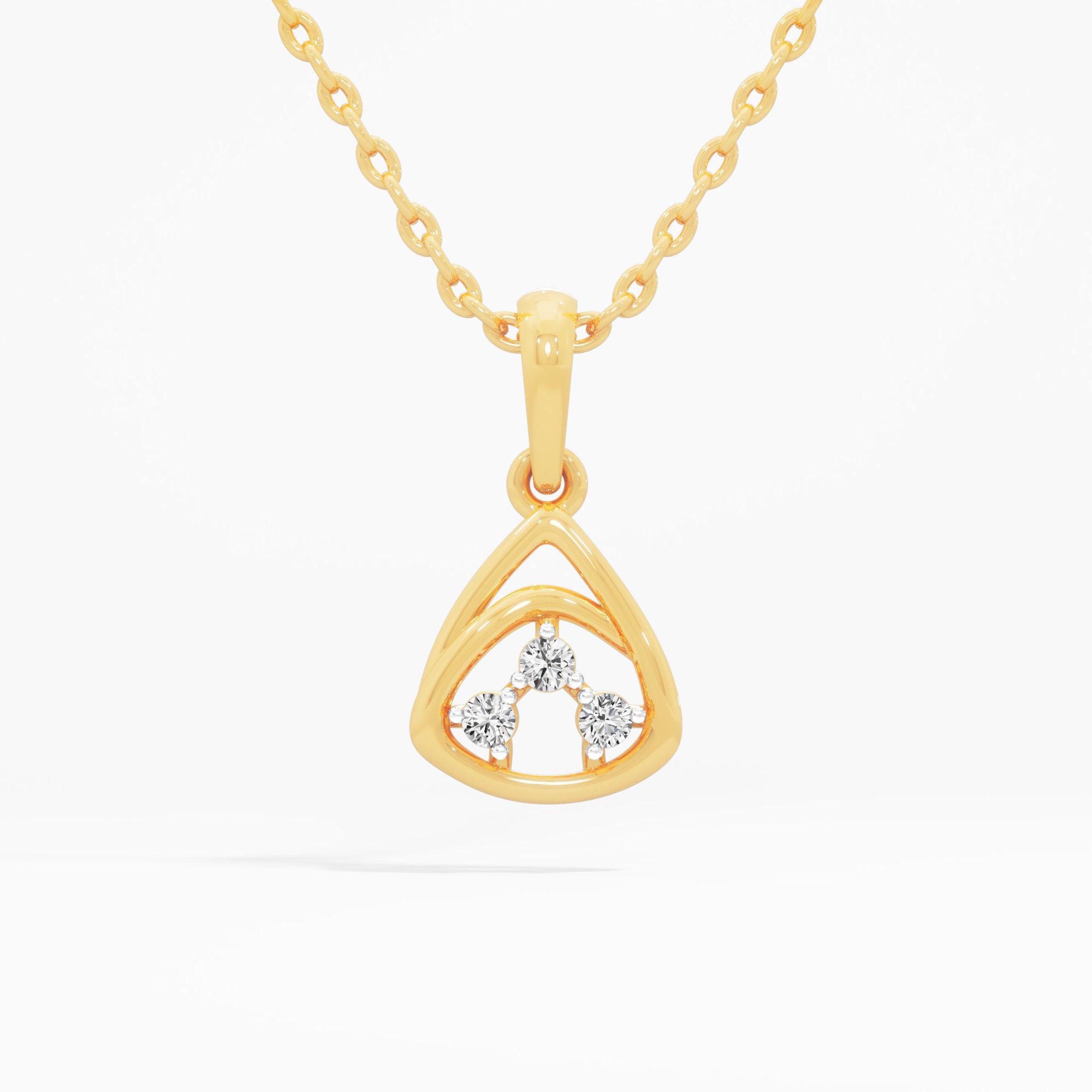 Trillion Arc Diamond Pendant in 9KT Yellow Gold (Diamond Quality:FG-VVS VS)