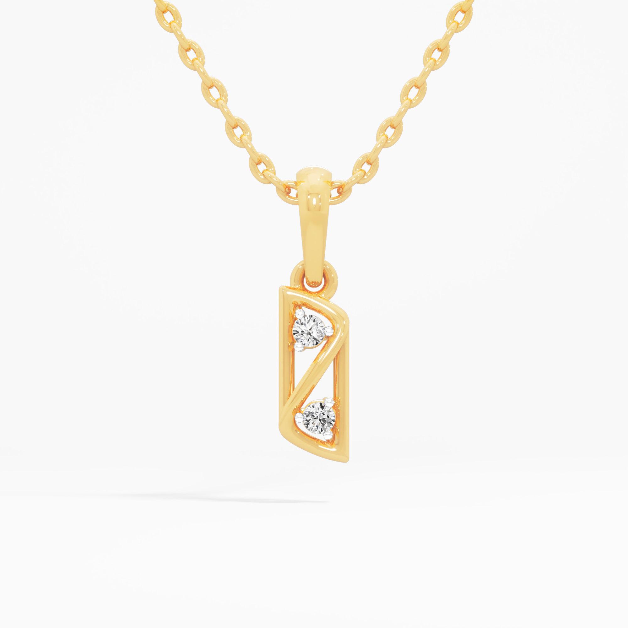 Diagonal Vertex Diamond Pendant in 9KT Yellow Gold (Diamond Quality:FG-VVS VS)