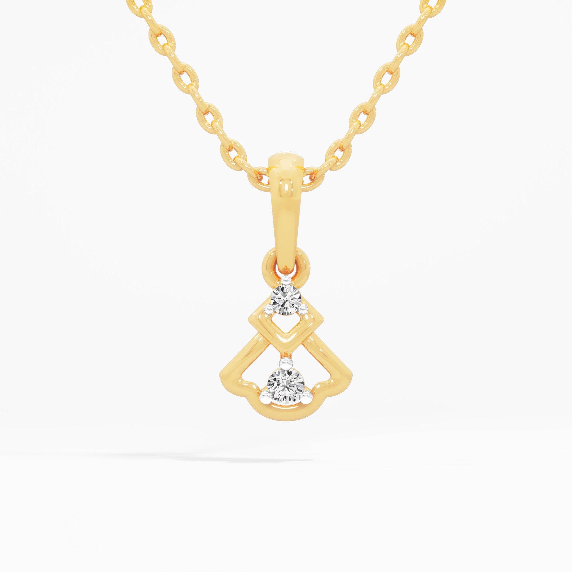 Prism Layered Diamond Pendant in 9KT Yellow Gold (Diamond Quality:FG-VVS VS)