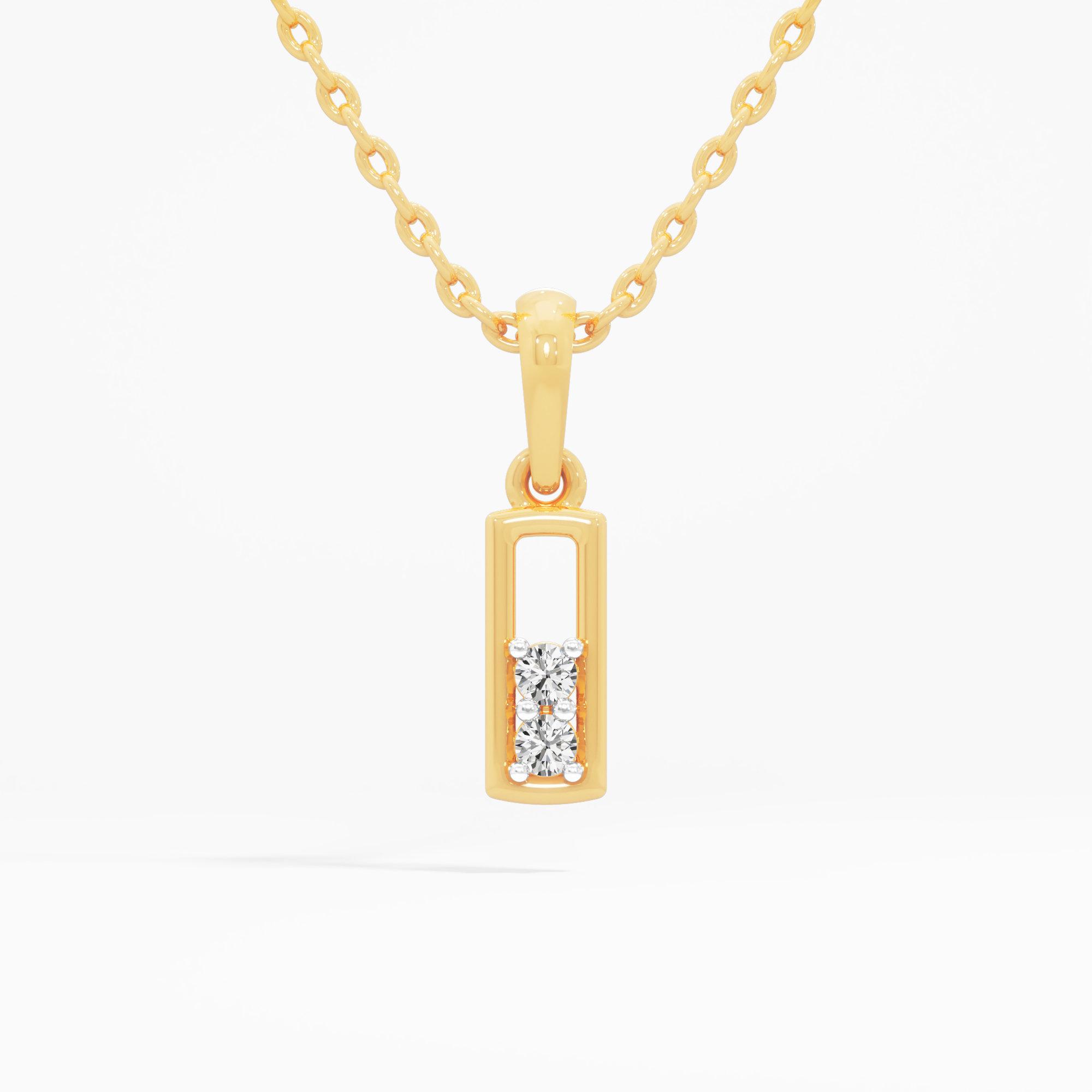Bar Duo Diamond Pendant in 9KT Yellow Gold (Diamond Quality:FG-VVS VS)