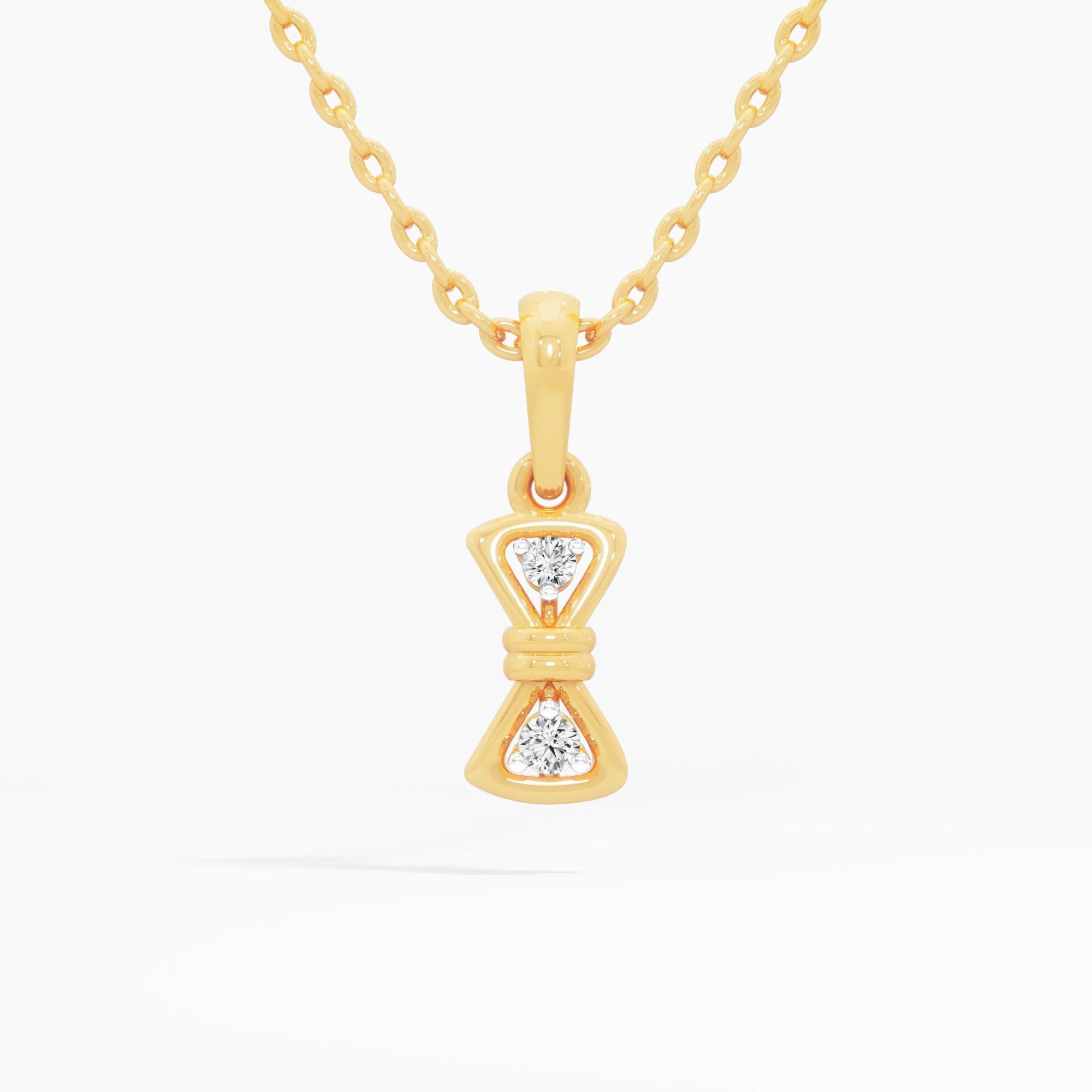 Bow Charm Diamond Pendant in 9KT Yellow Gold (Diamond Quality:FG-VVS VS)