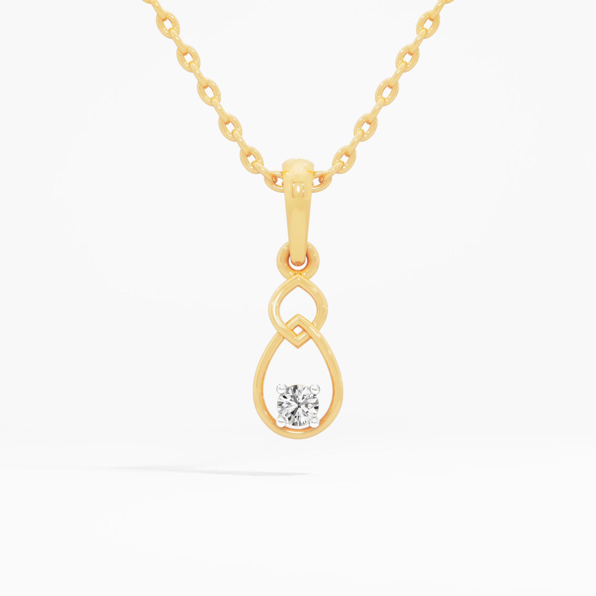 Teardrop Knot Diamond Pendant in 9KT Yellow Gold (Diamond Quality:FG-VVS VS)