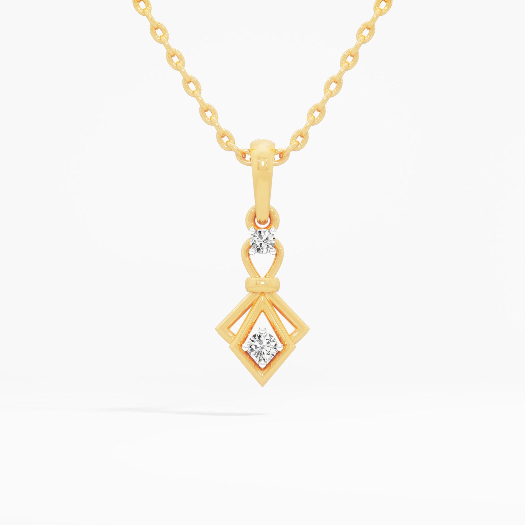 Ribbon Whisper Diamond Pendant in 9KT Yellow Gold (Diamond Quality:FG-VVS VS)