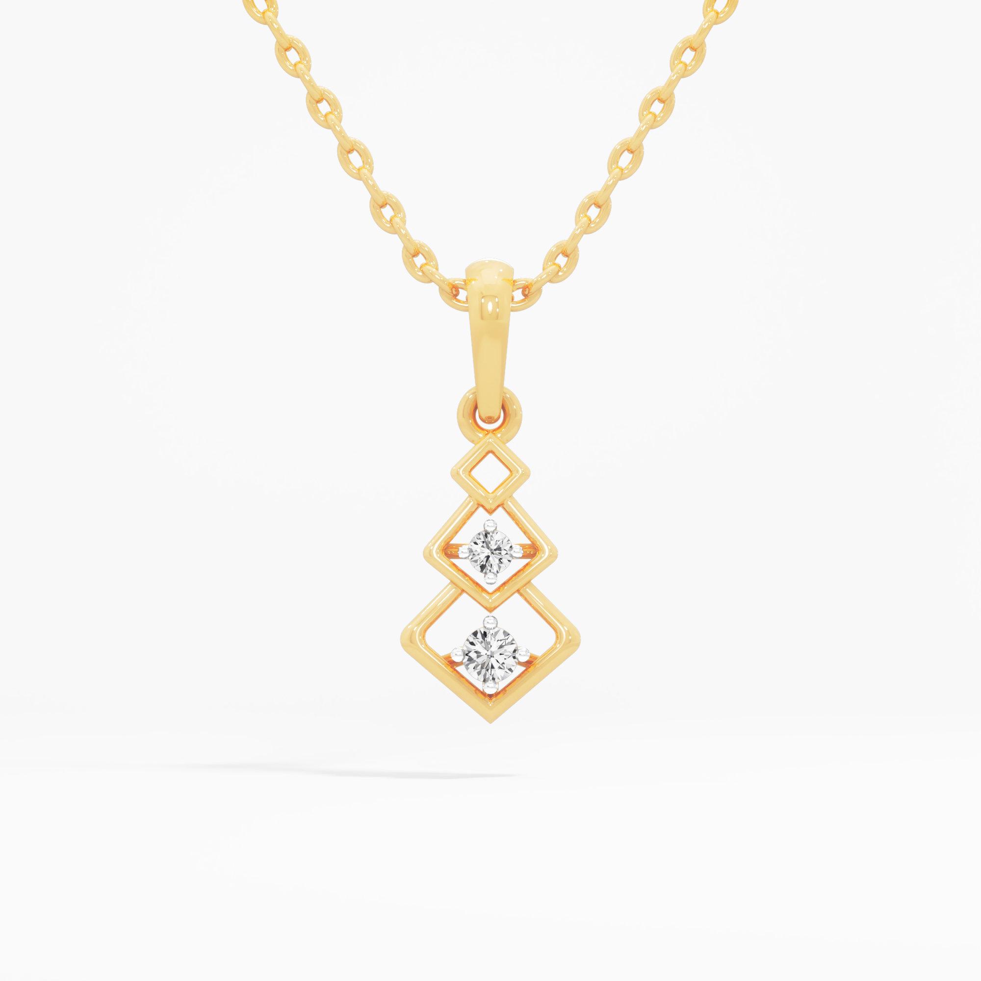 Lattice Duo Diamond Pendant in 9KT Yellow Gold (Diamond Quality:FG-VVS VS)