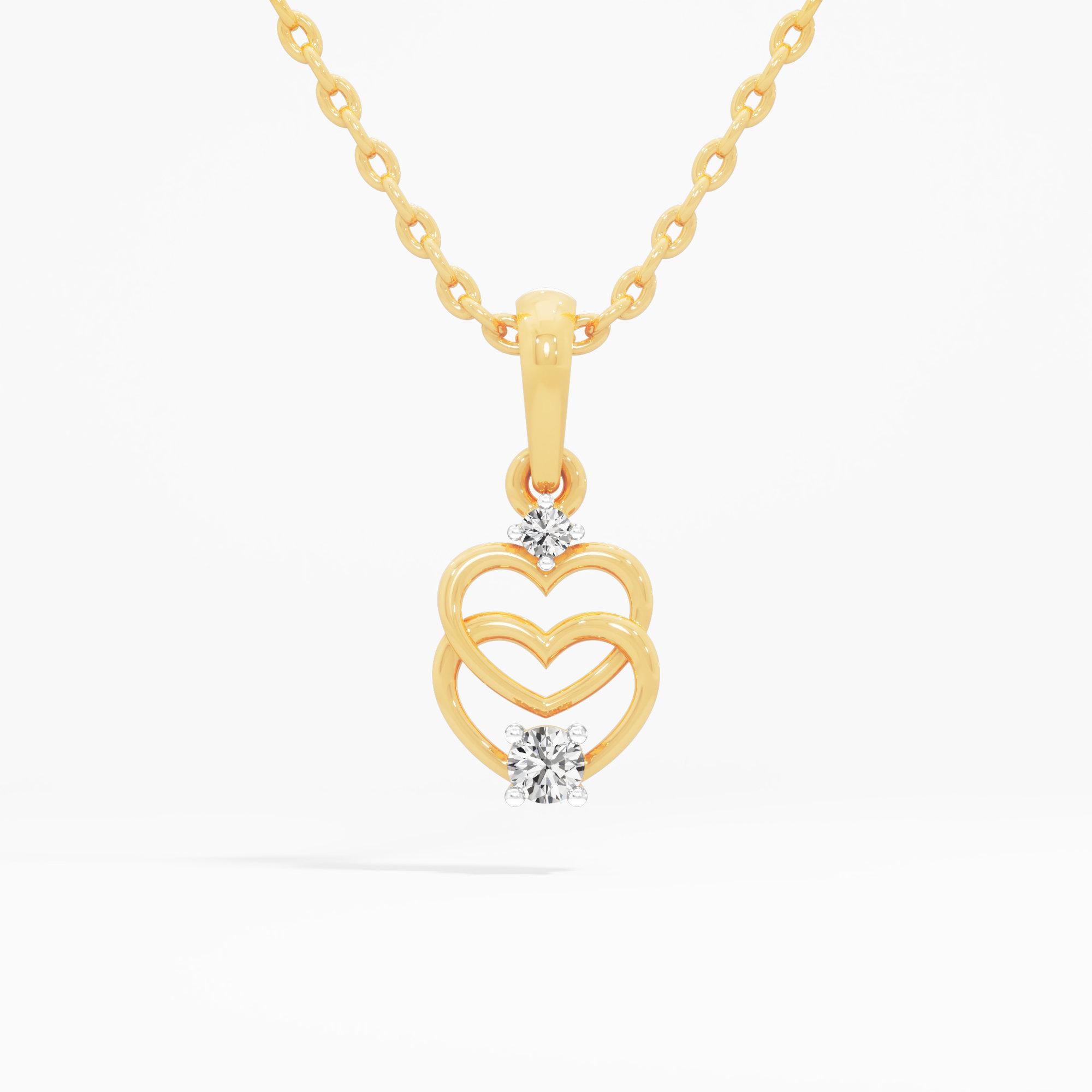 Woven Hearts Diamond Pendant in 9KT Yellow Gold (Diamond Quality:FG-VVS VS)