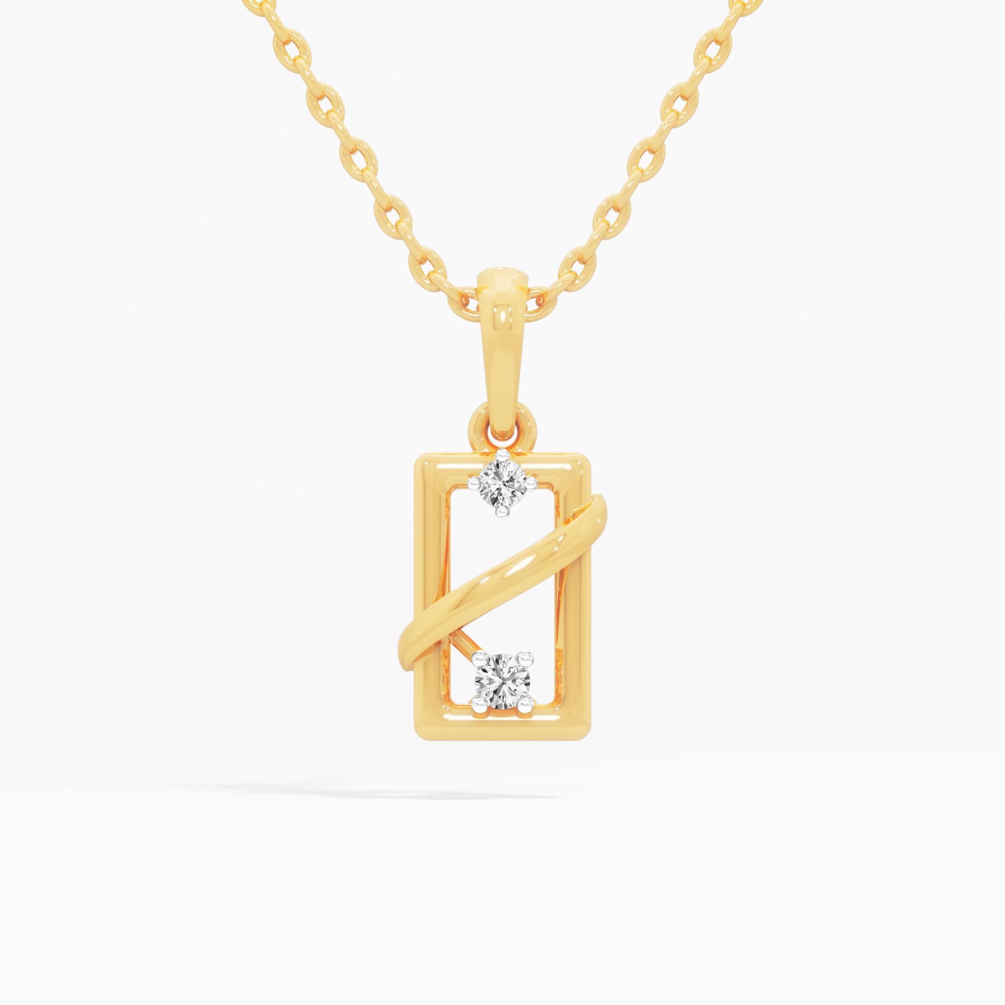 Wrapped Frame Diamond Pendant in 9KT Yellow Gold (Diamond Quality:FG-VVS VS)