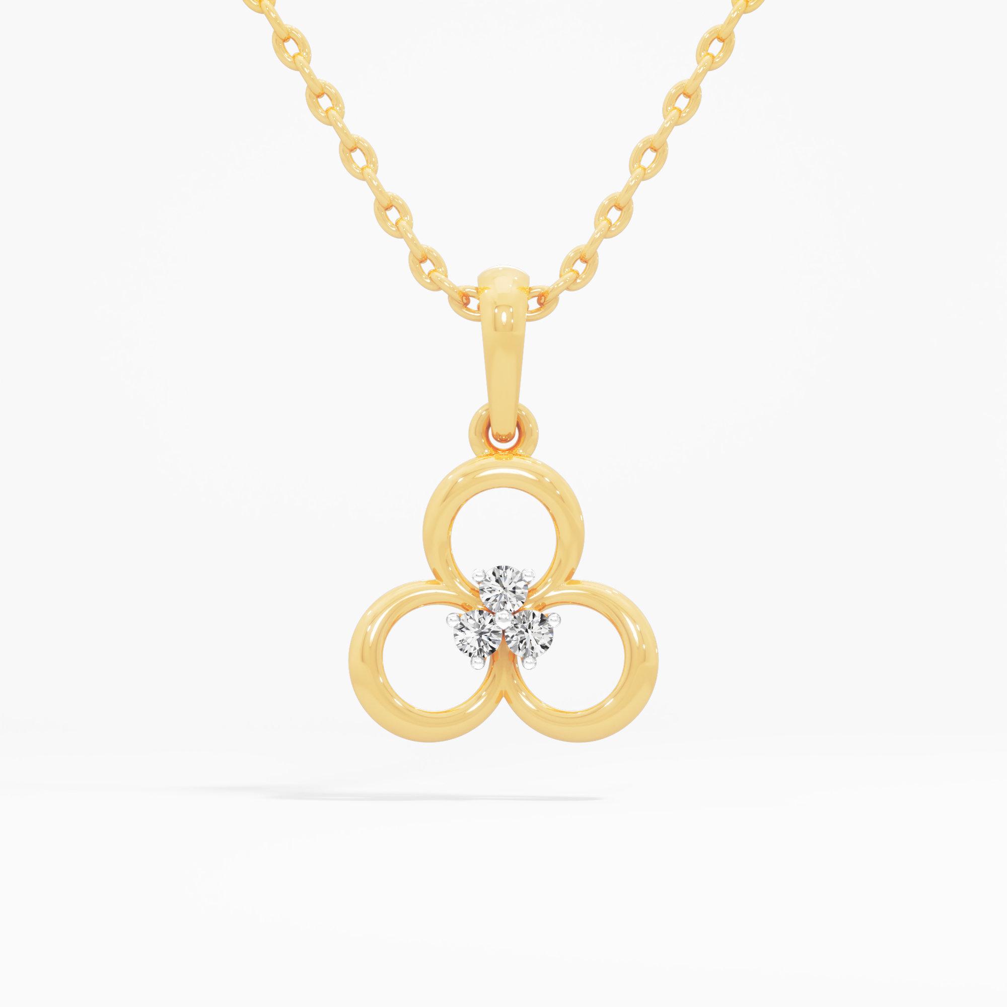Trinity Circle Diamond Pendant in 9KT Yellow Gold (Diamond Quality:FG-VVS VS)