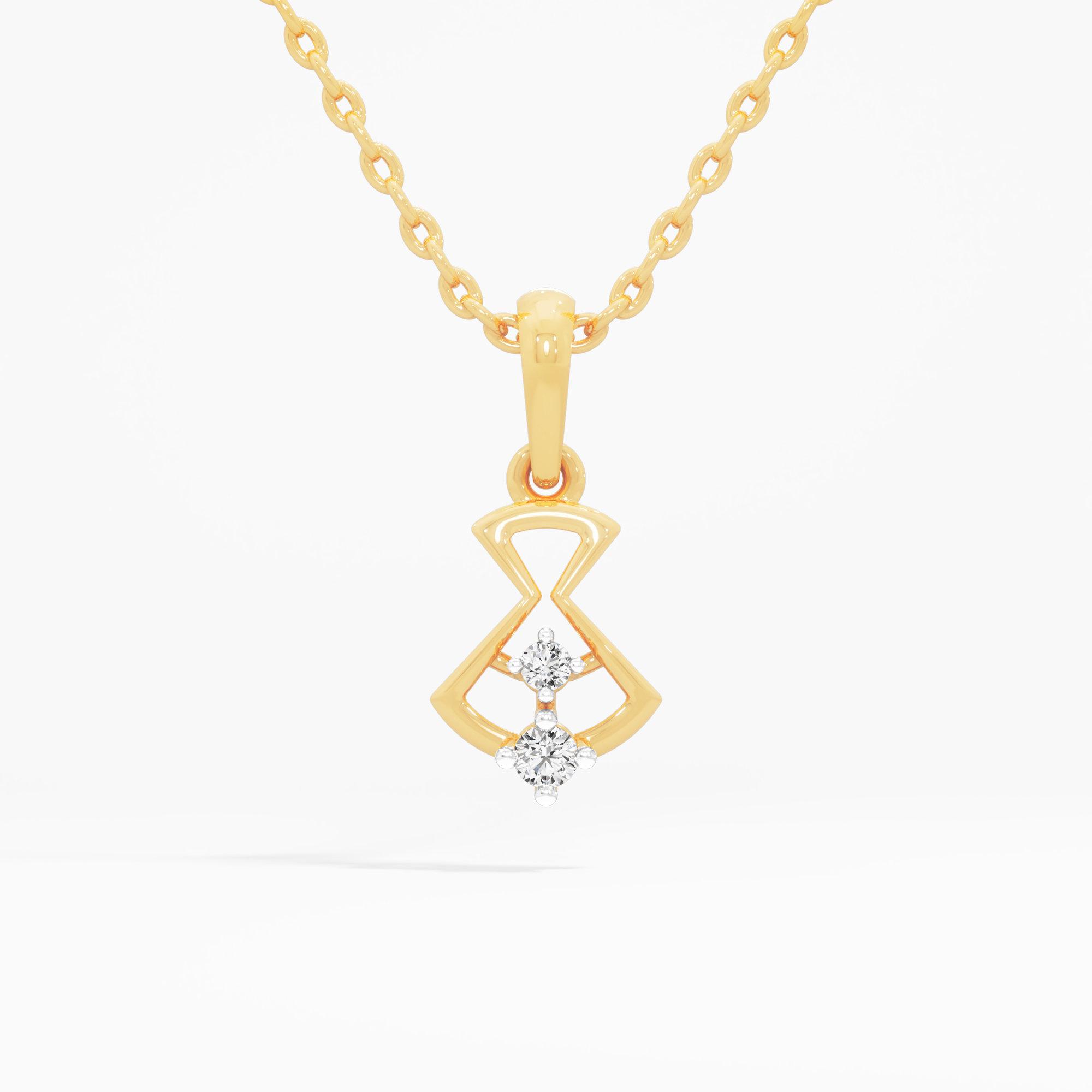 Vertex Duo Diamond Pendant in 9KT Yellow Gold (Diamond Quality:FG-VVS VS)