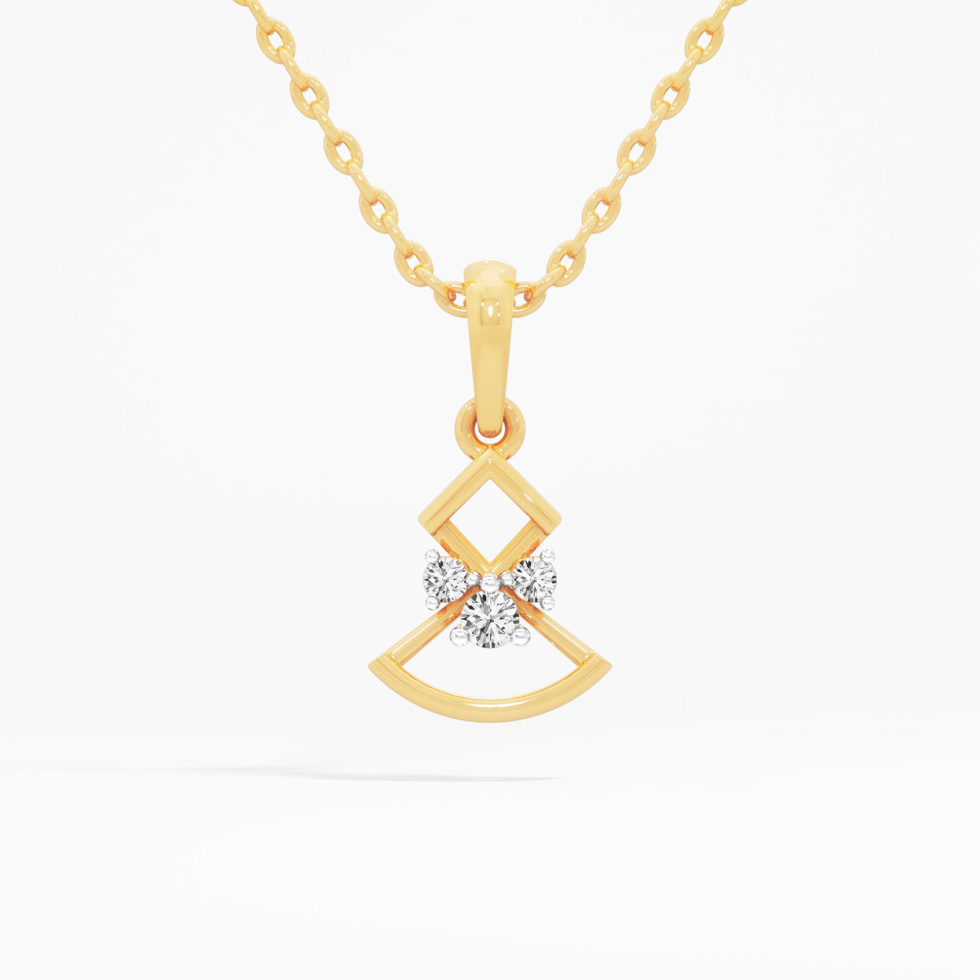 Trinity Charm Diamond Pendant in 9KT Yellow Gold (Diamond Quality:FG-VVS VS)