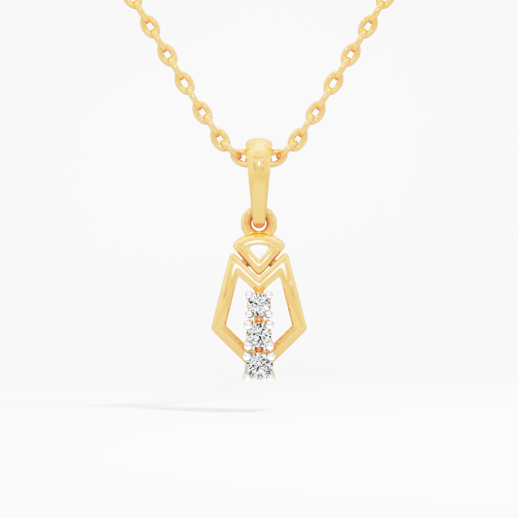 Chevron Wing Diamond Pendant in 9KT Yellow Gold (Diamond Quality:FG-VVS VS)