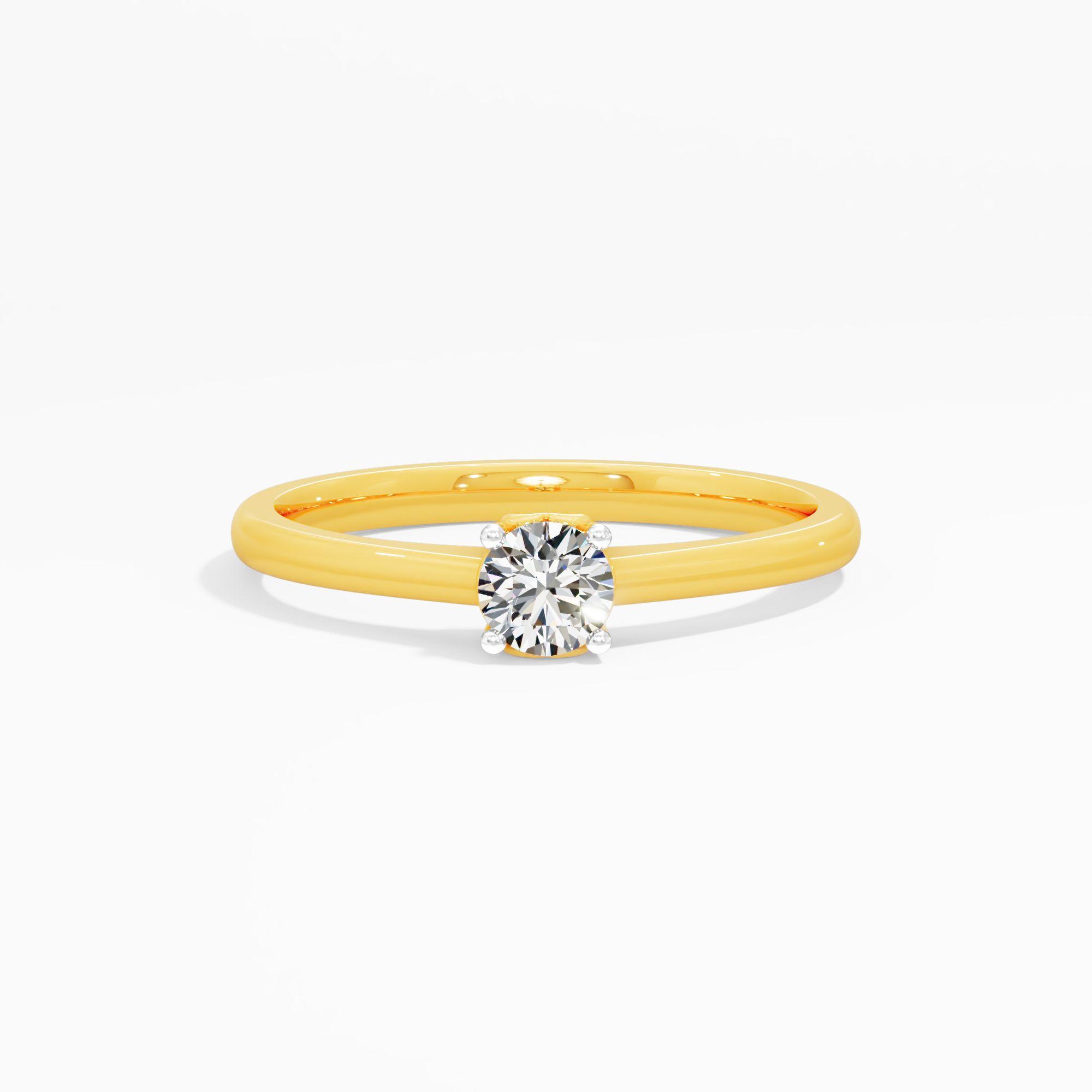 Classic Round Solitaire Engagement Ring in 9KT Yellow Gold (Diamond Quality: FG-VVS VS)