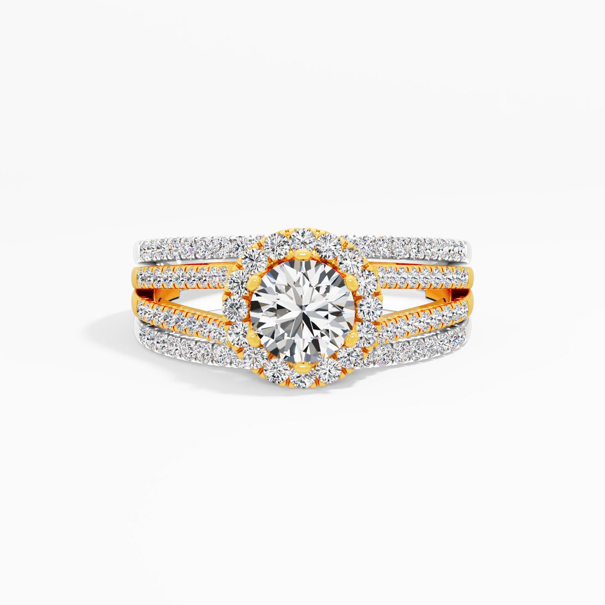 Opulent Oasis Halo Ring Deluxe in 14KT Yellow Gold & White Gold (Diamond Quality: FG-VVS VS)
