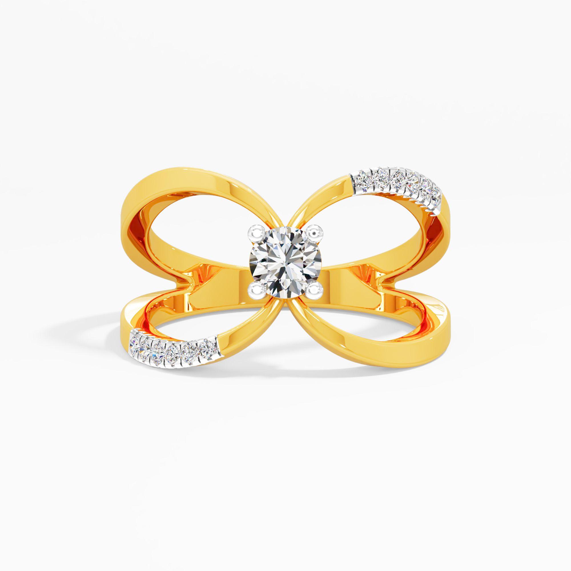 Infinity Bow Diamond Ring in 9KT Yellow Gold (Diamond Quality: FG-VVS VS)