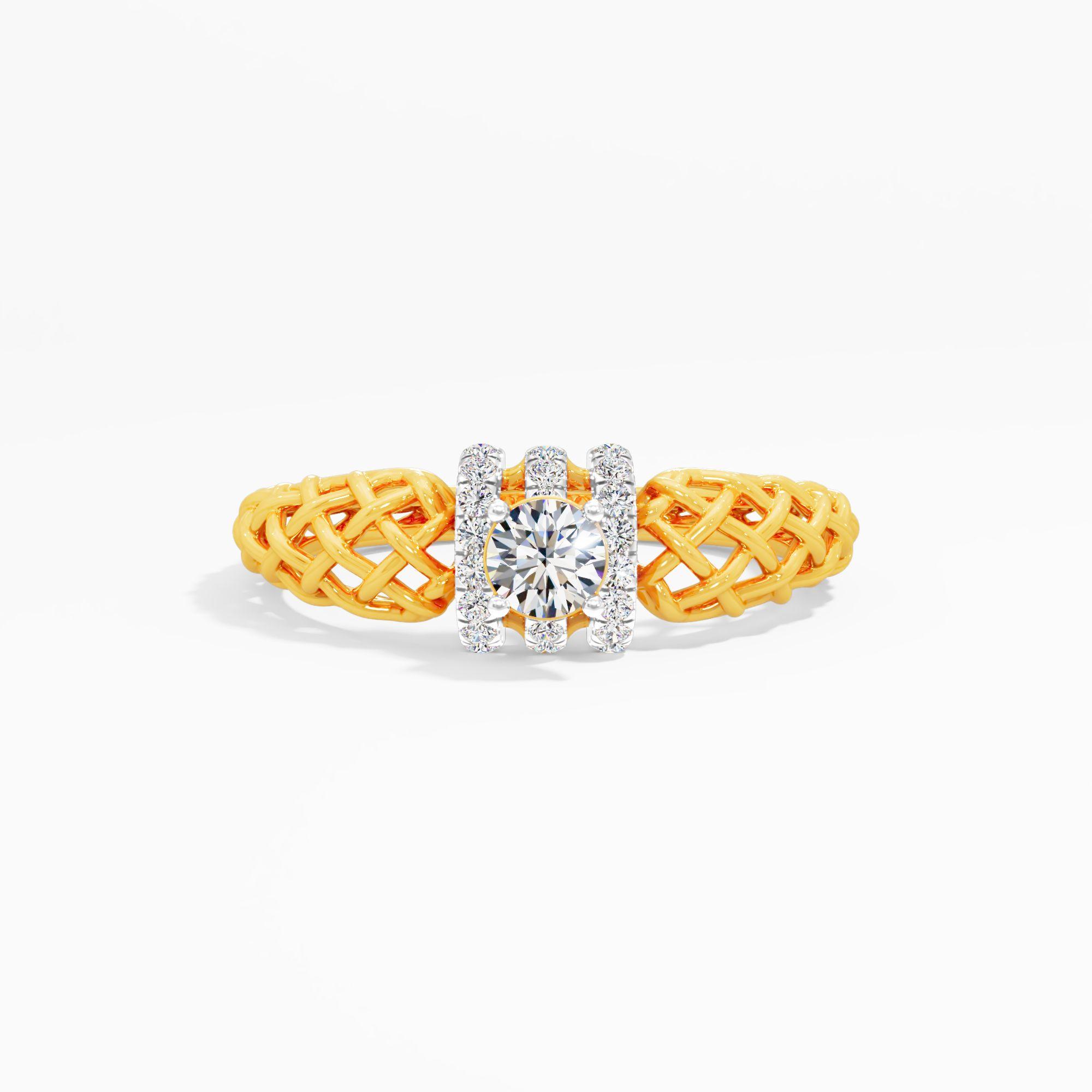 Woven Dreams Round Accents Ring in 9KT Yellow Gold (Diamond Quality: FG-VVS VS)