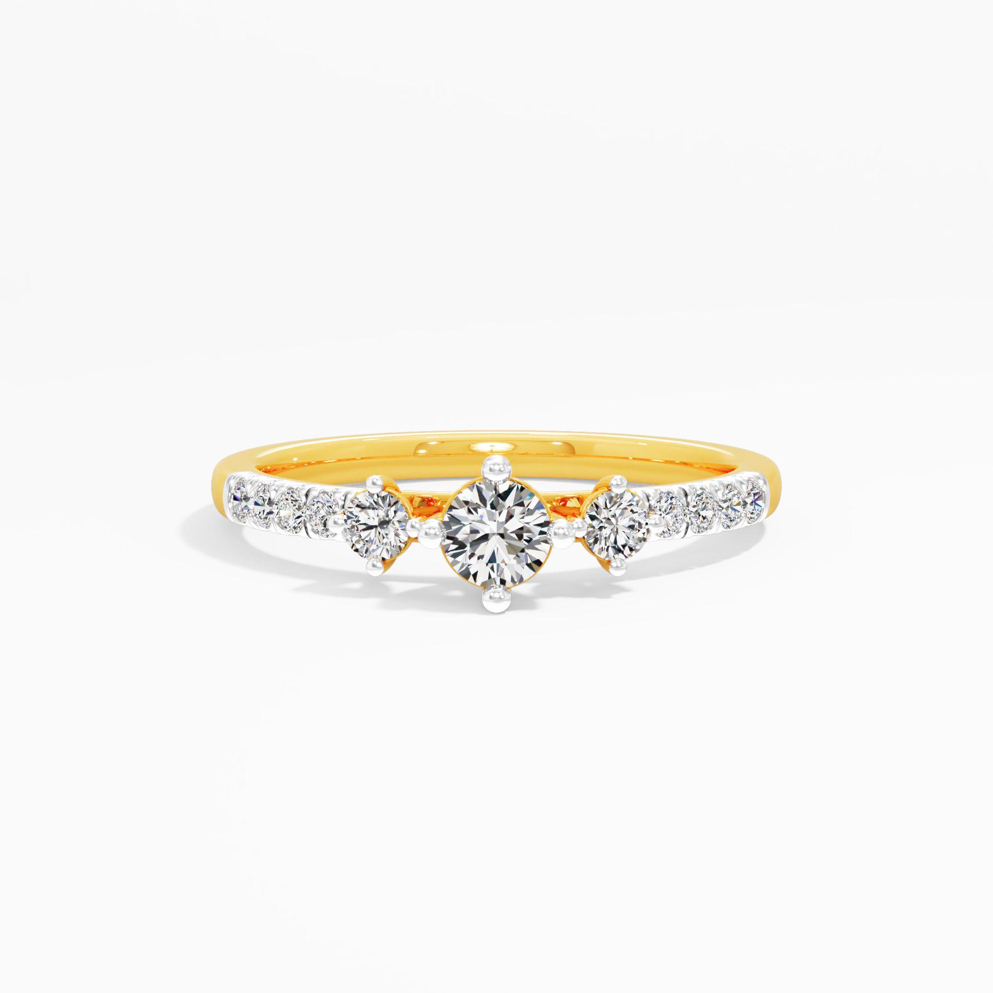 Petite Trinity 3 Stone Ring in 9KT Yellow Gold (Diamond Quality: FG-VVS VS)