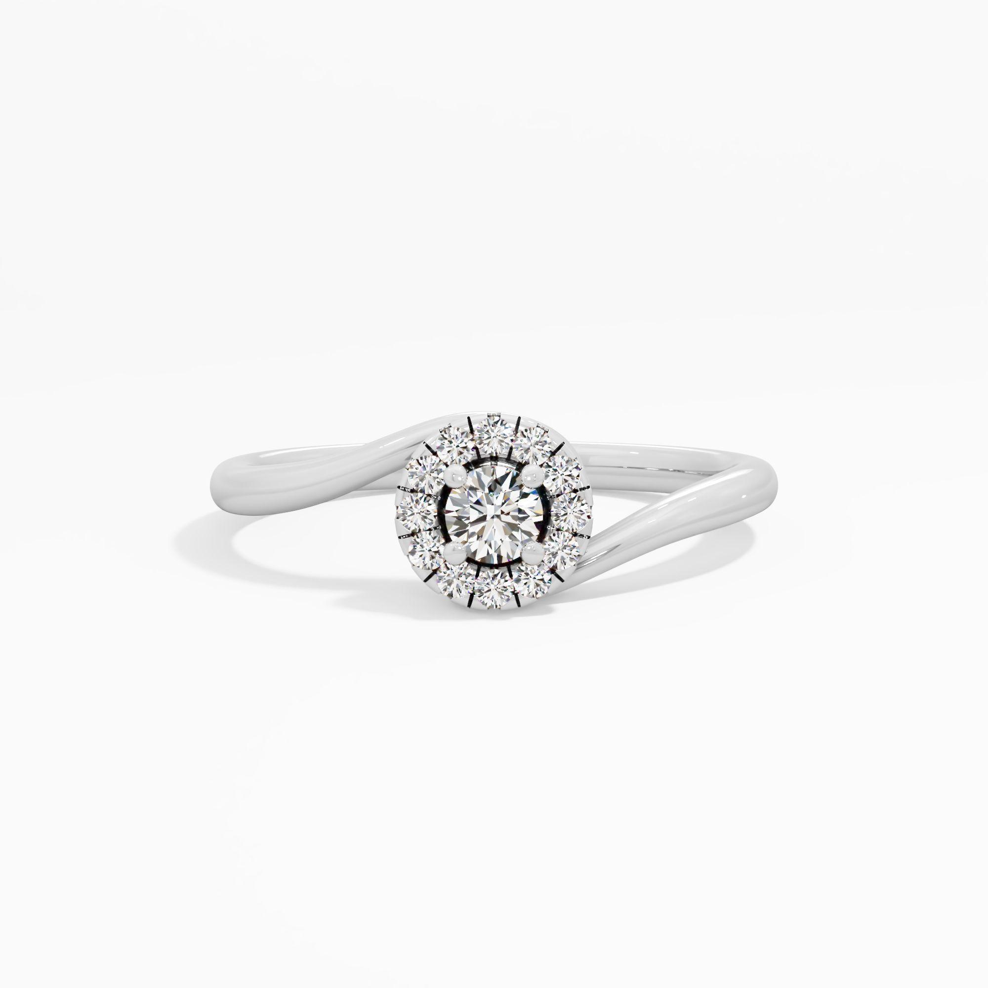 The Radiant Swirl Halo Ring in 14KT White Gold (Diamond Quality: FG-VVS VS)