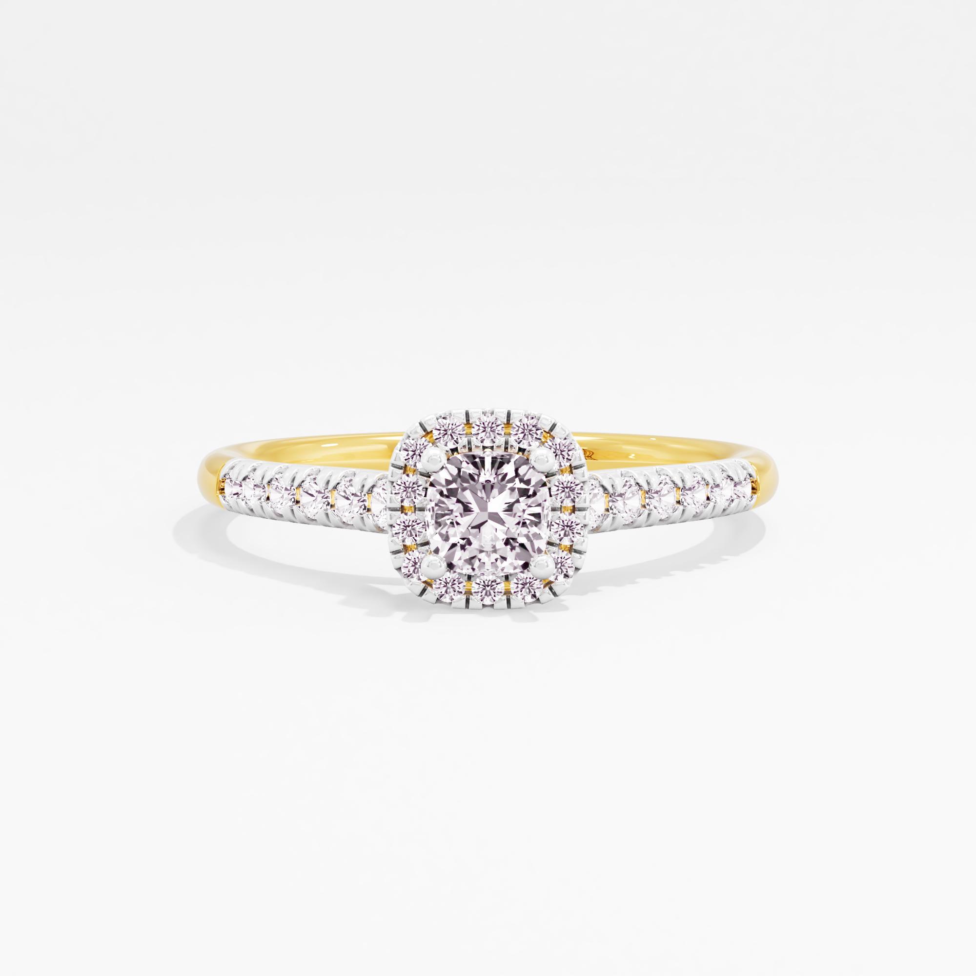 Luxurious Ember Halo Ring in 9KT Yellow Gold (Diamond Quality: FG-VVS VS)