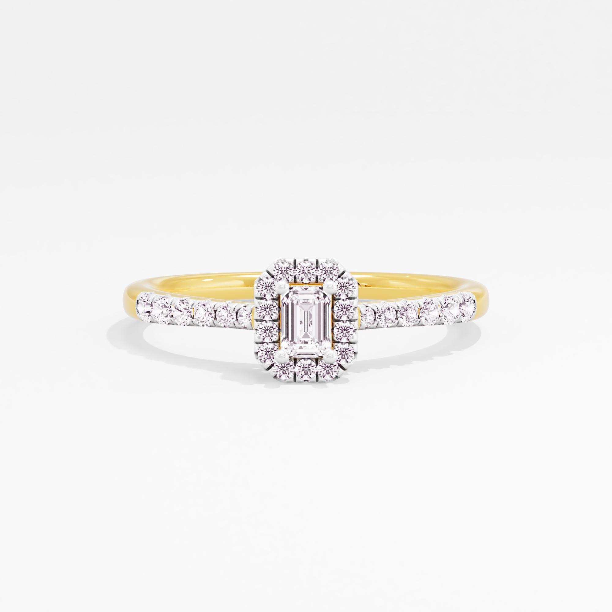 Enchanted Facets Halo Ring in 9KT Yellow Gold (Diamond Quality: FG-VVS VS)