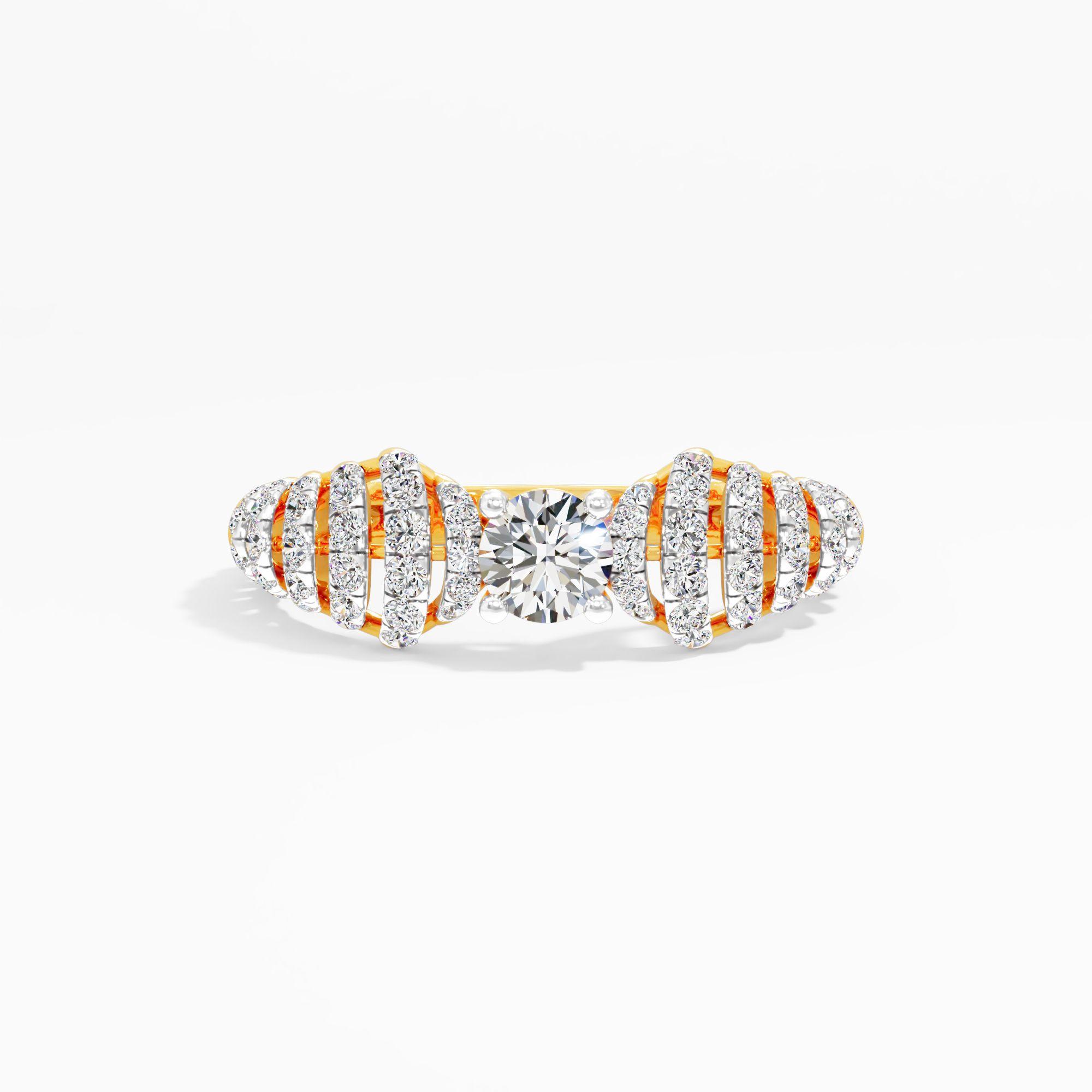 Radiant Cage Solitaire Diamond Ring in 9KT Yellow Gold (Diamond Quality: FG-VVS VS)