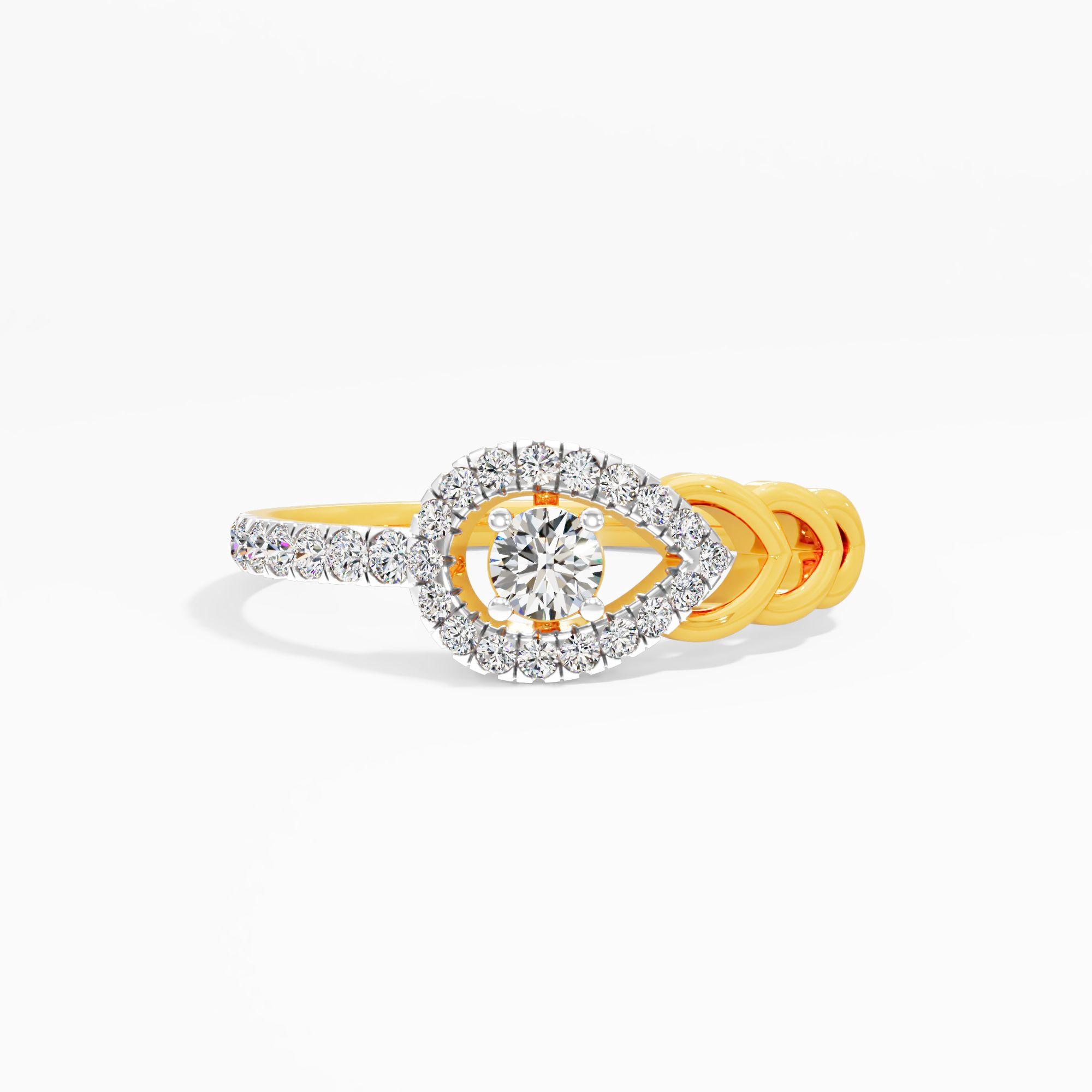 Pearfect Allure Solitaire Ring in 9KT Yellow Gold (Diamond Quality: FG-VVS VS)
