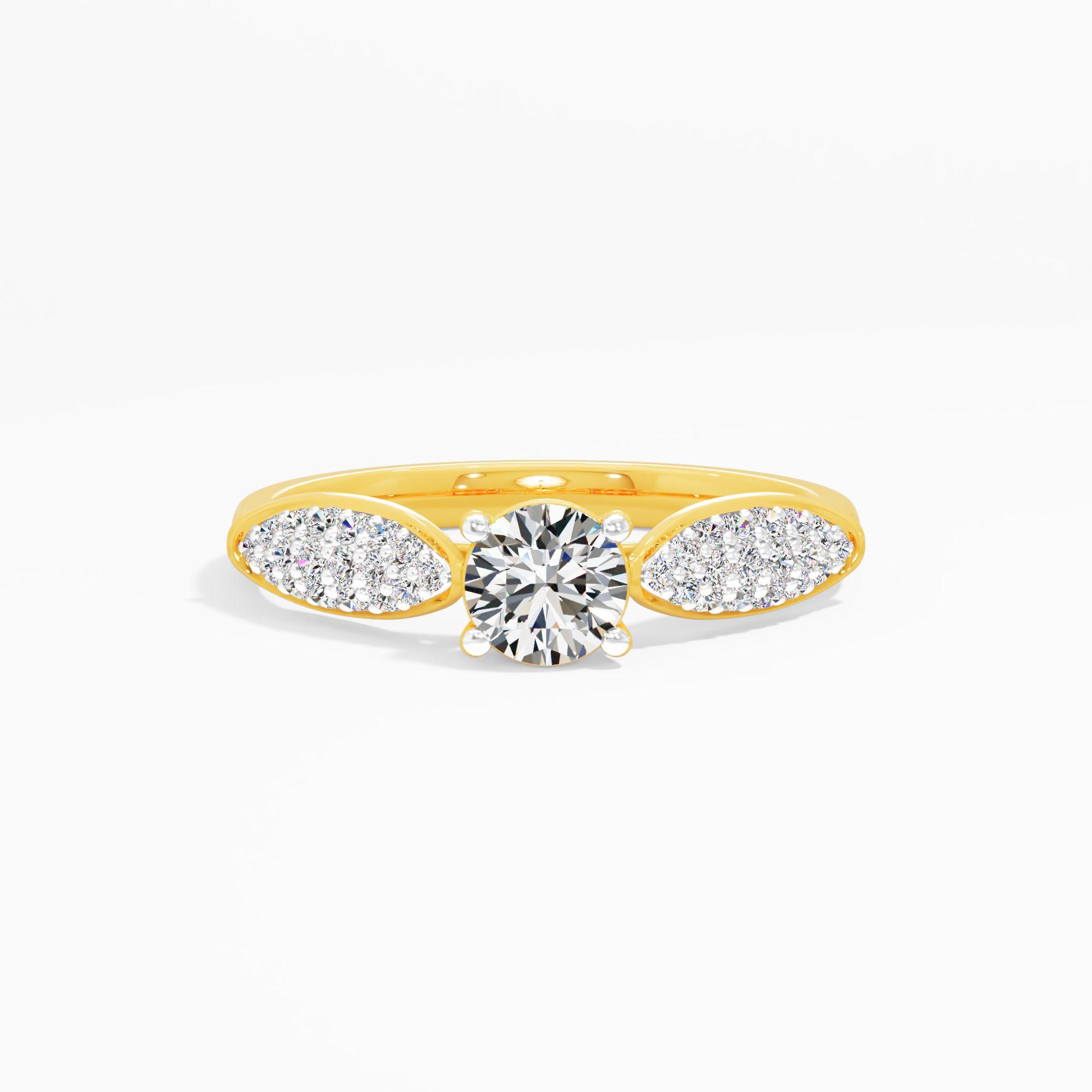 Leaf Crest Solitaire Diamond Ring in 9KT Yellow Gold (Diamond Quality: FG-VVS VS)