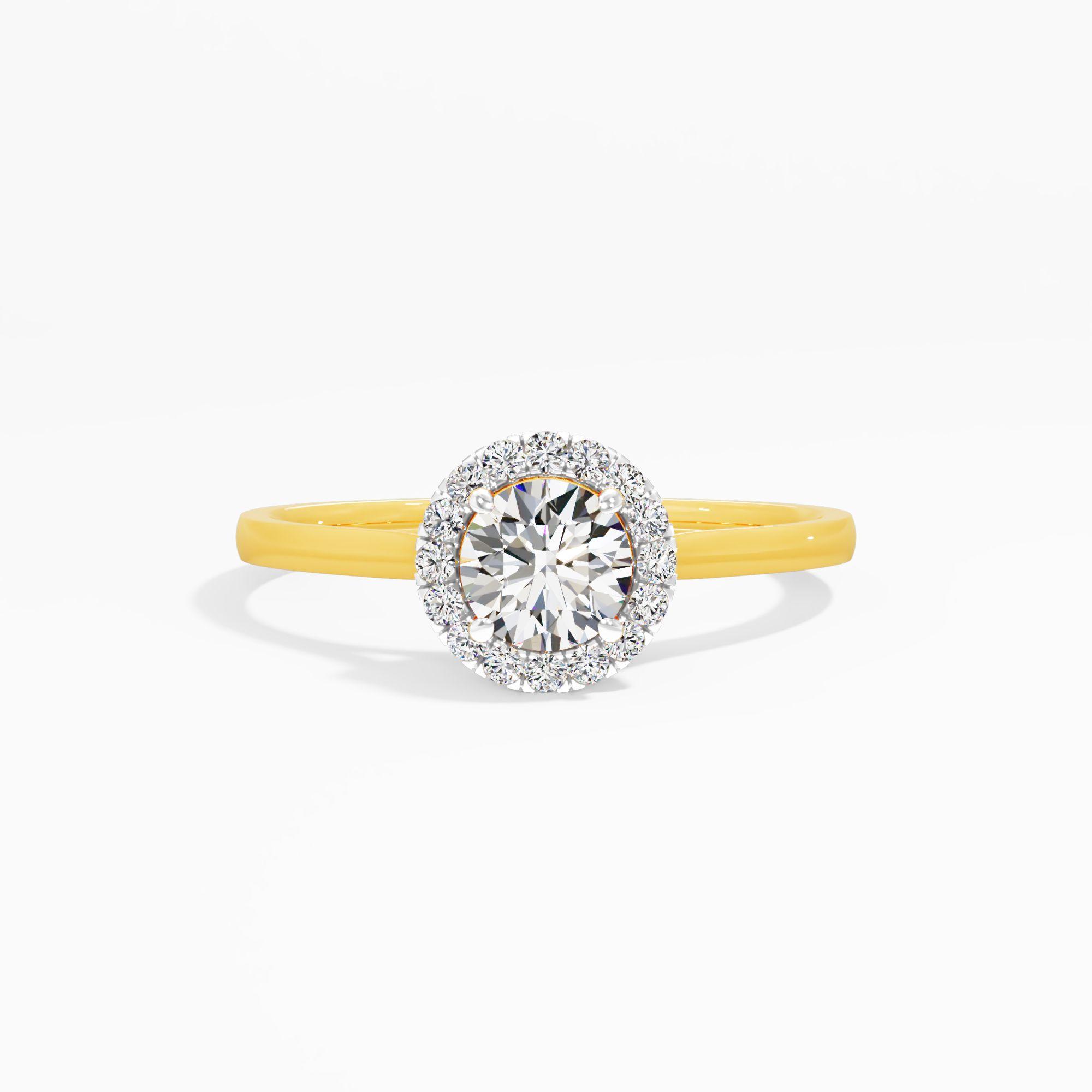 Halo Bloom Solitaire Diamond Ring in 9KT Yellow Gold (Diamond Quality: FG-VVS VS)