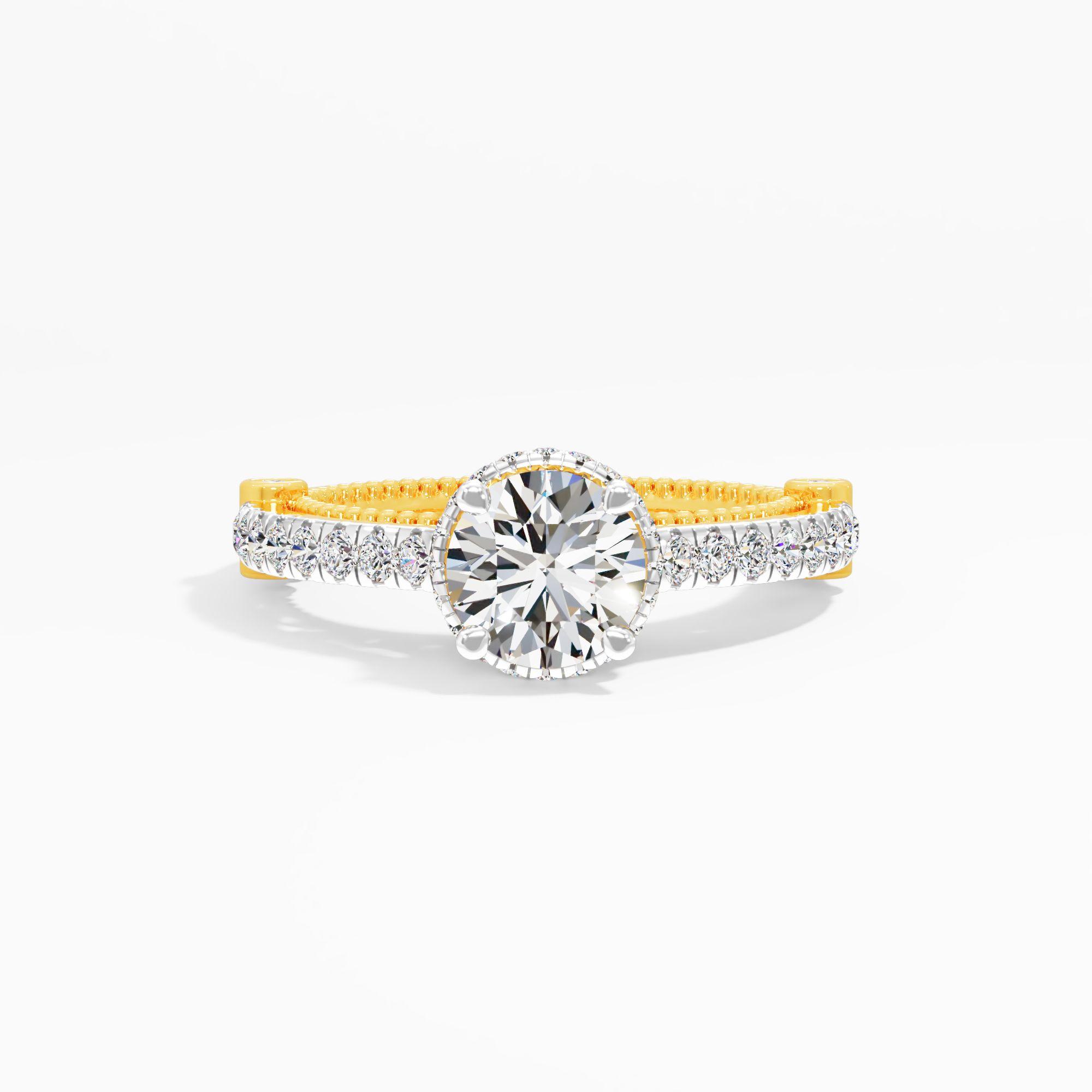 Secret Sparkle Halo Diamond Ring in 9KT Yellow Gold (Diamond Quality: FG-VVS VS)