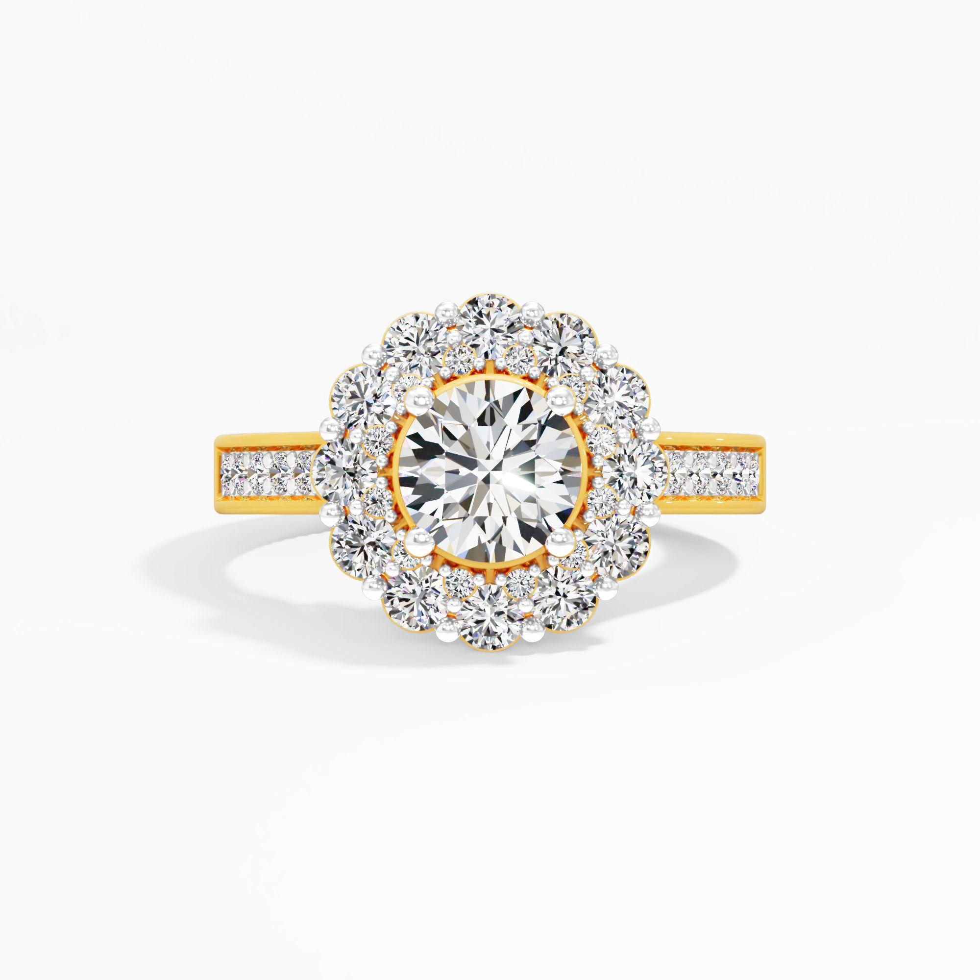 Blooming Sunburst Halo Ring in 9KT Yellow Gold (Diamond Quality: FG-VVS VS)