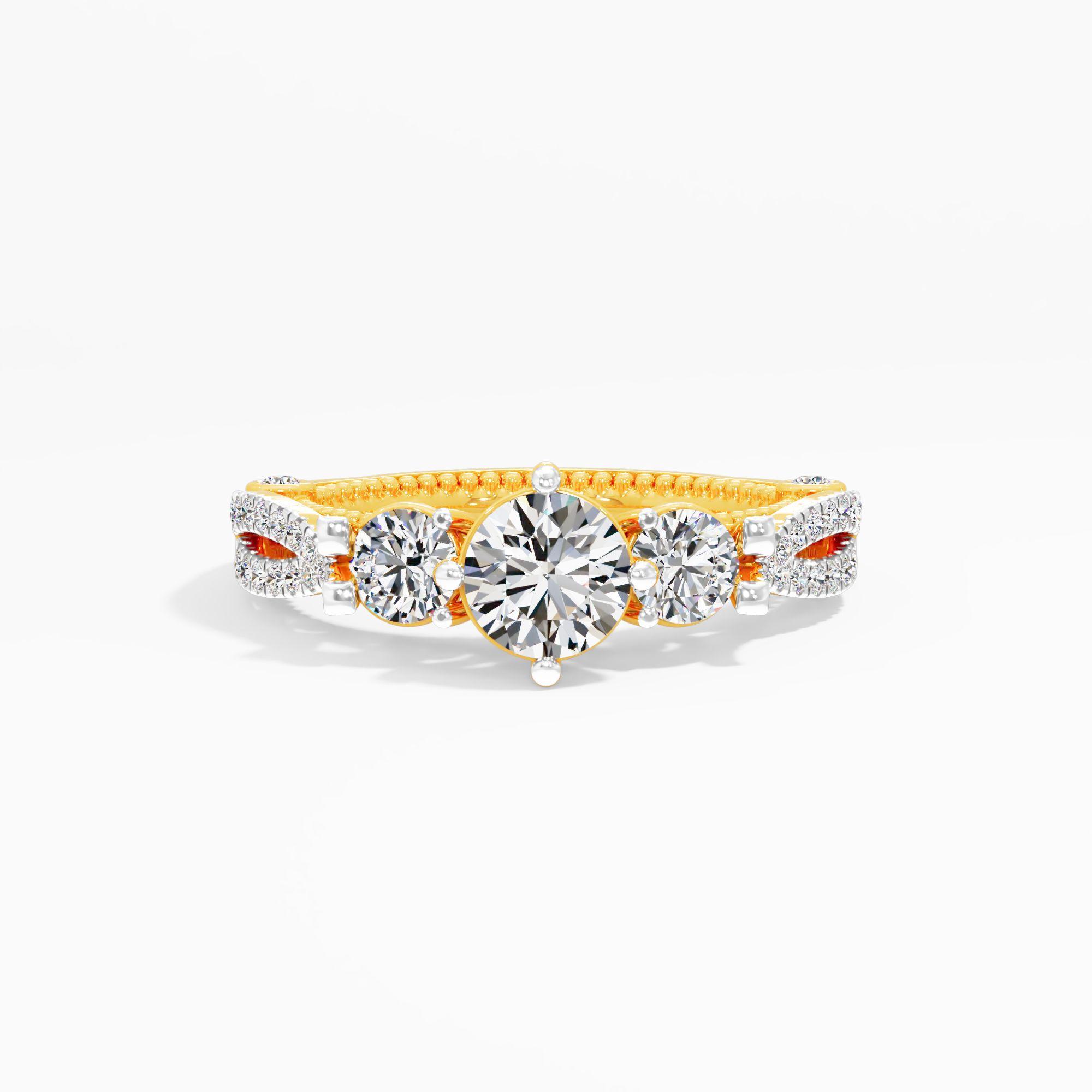 Elysian Bloom 3 Stone Ring in 9KT Yellow Gold (Diamond Quality: FG-VVS VS)