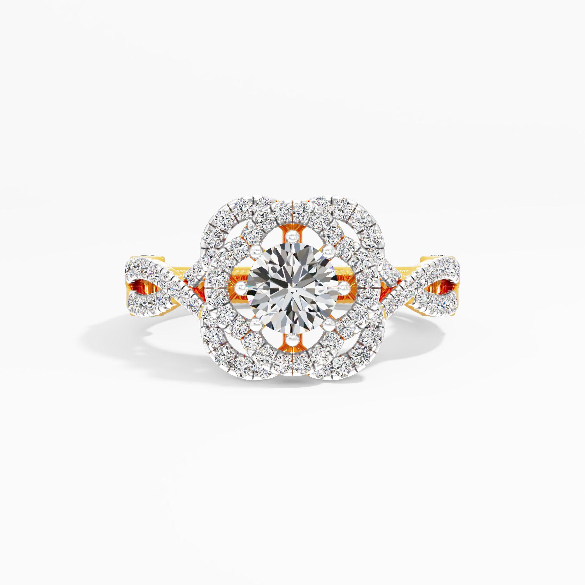 Luxe Aura Halo Ring in 9KT Yellow Gold (Diamond Quality: FG-VVS VS)