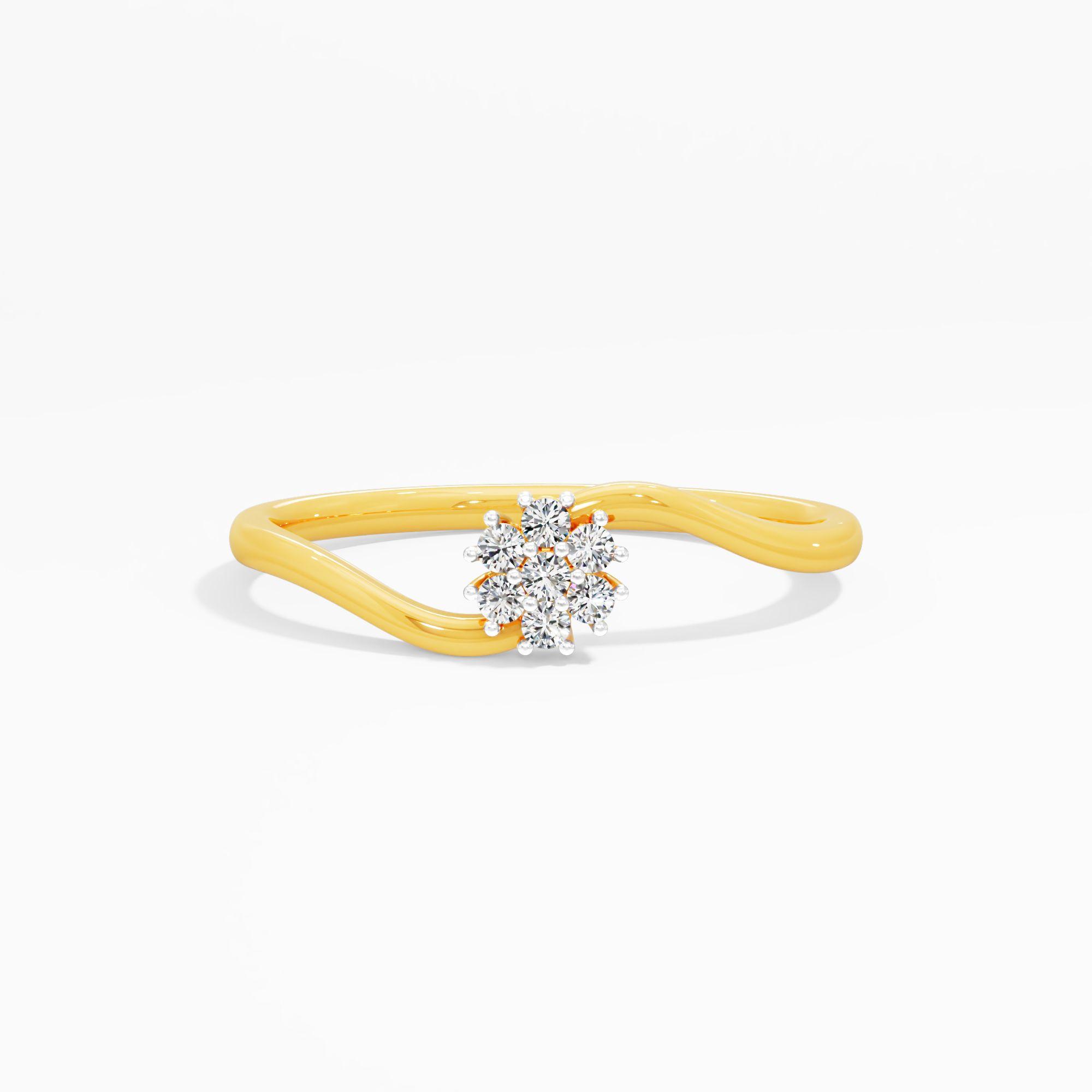 Daisy Buds 7 Stone Cluster Twist Ring in 9KT Yellow Gold (Diamond Quality: FG-VVS VS)