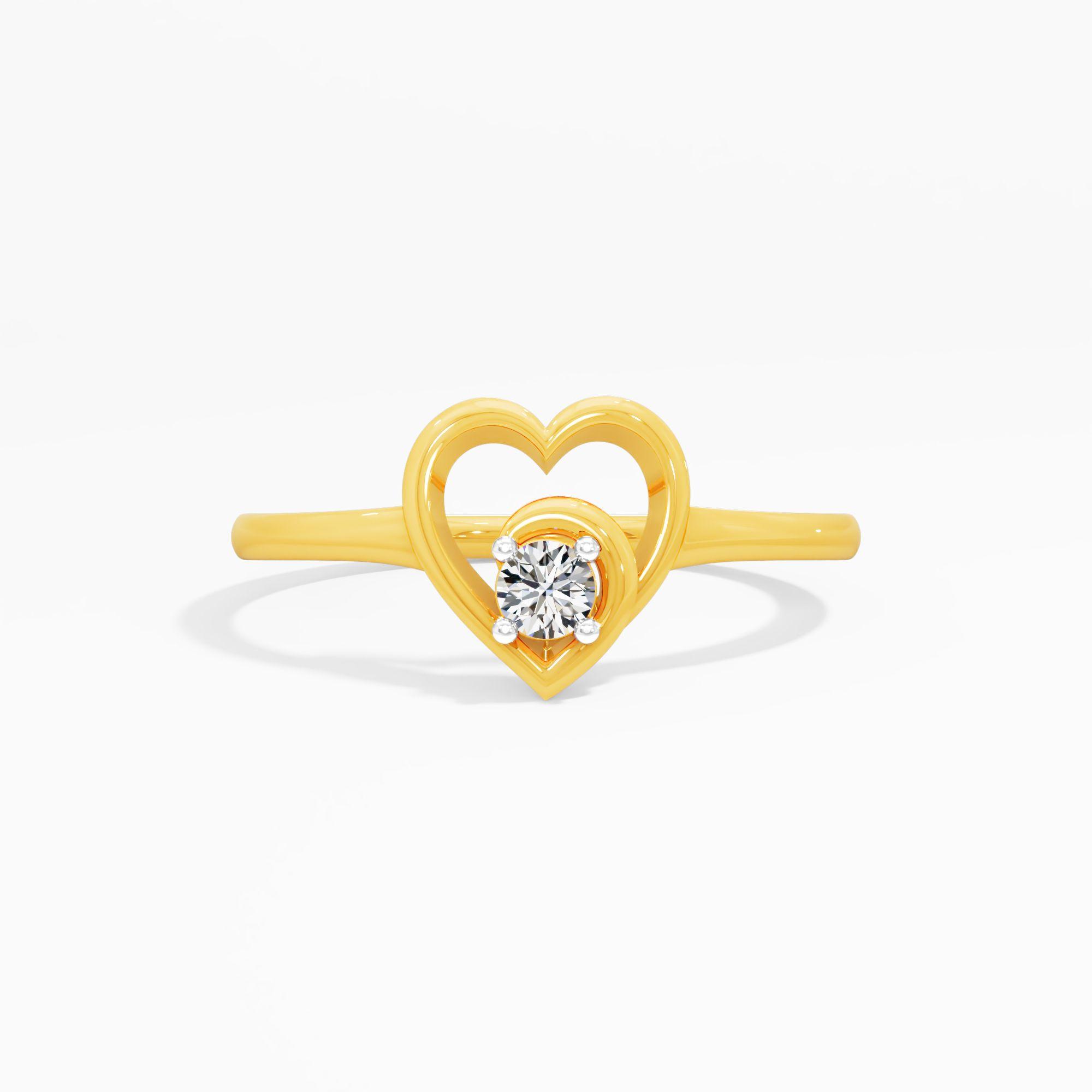 Love's Embrace Solitaire Heart Ring in 9KT Yellow Gold (Diamond Quality: FG-VVS VS)