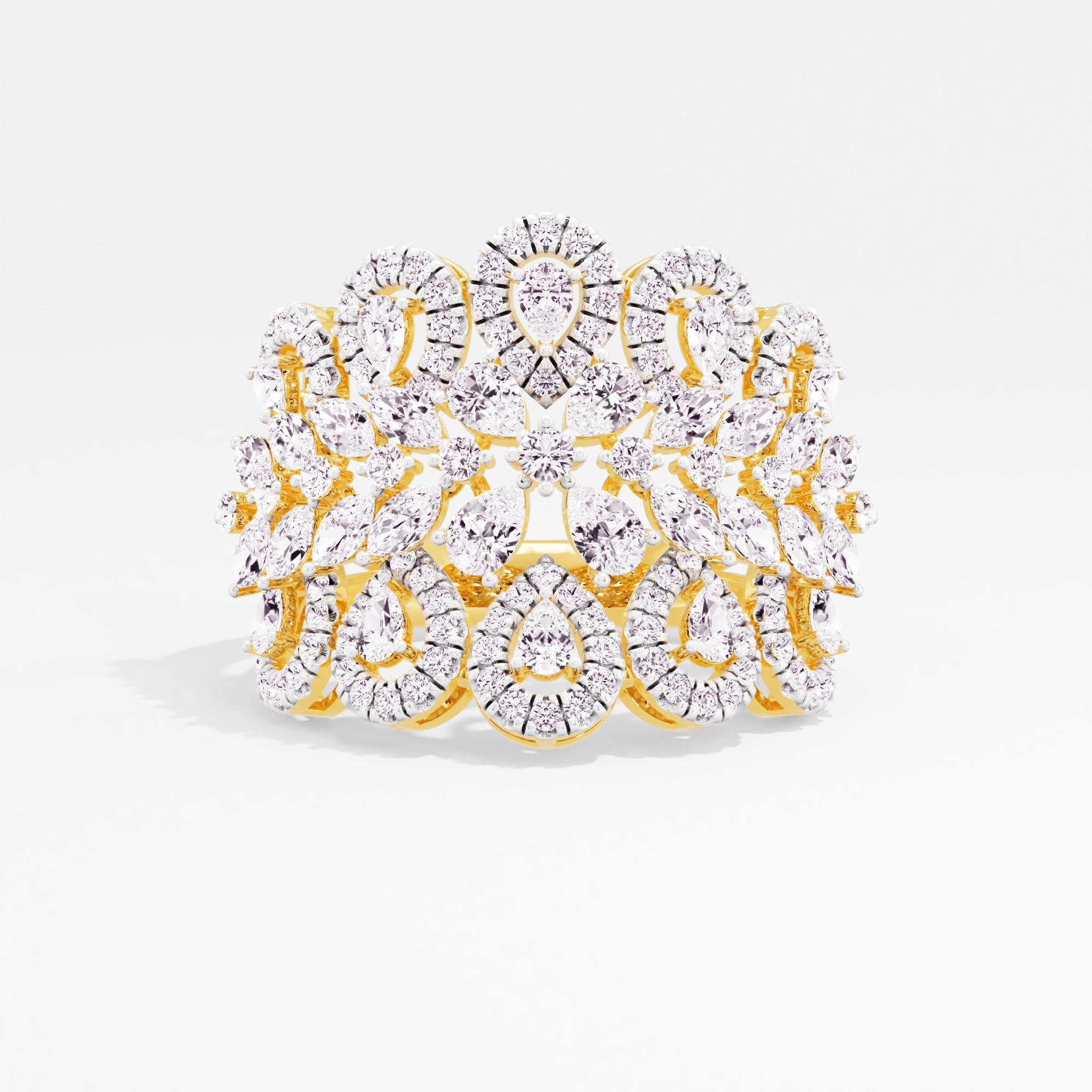 Dazzling Fusion Band in 9KT Yellow Gold (Diamond Quality: FG-VVS VS)