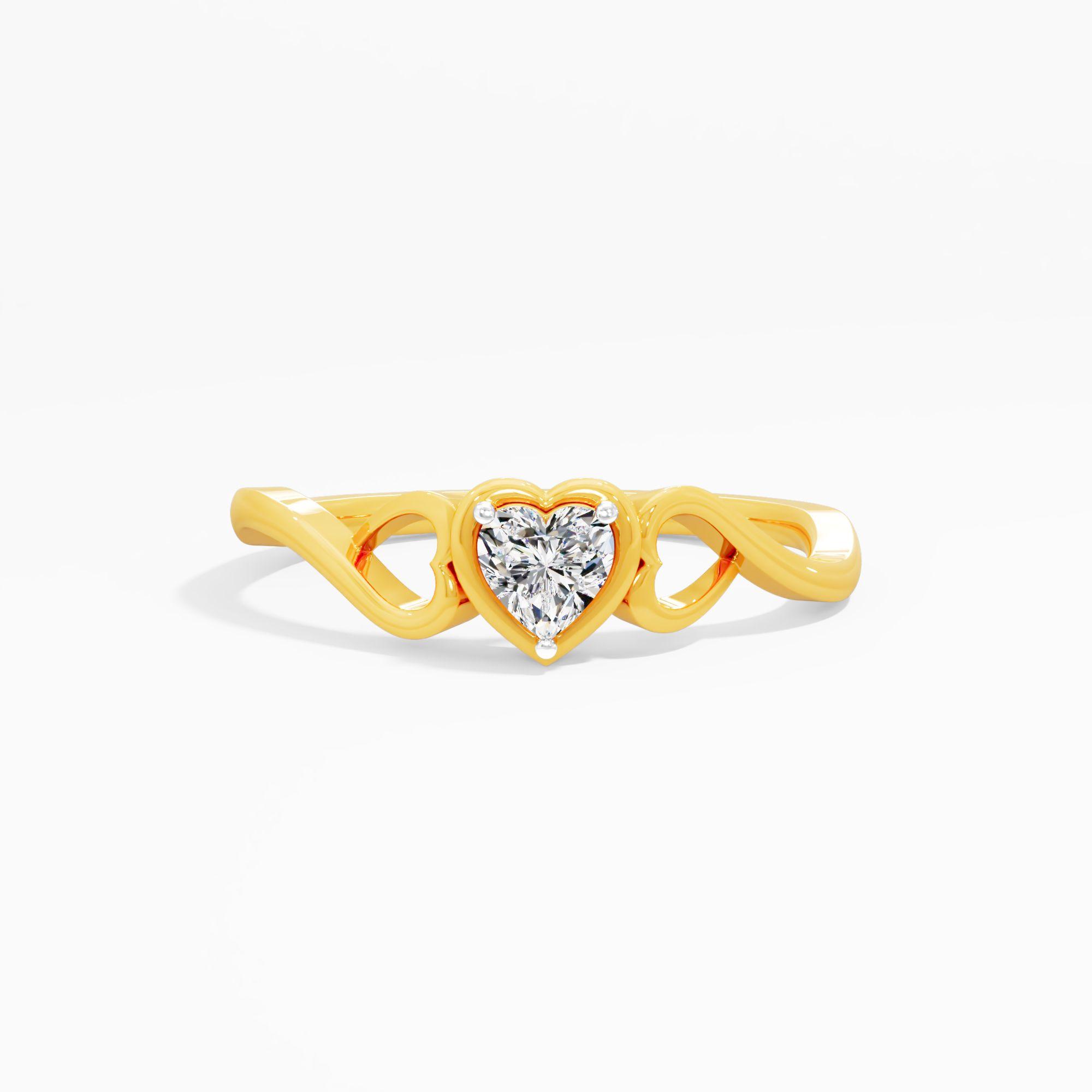 Loving Radiance Solitaire Heart Ring in 9KT Yellow Gold (Diamond Quality: FG-VVS VS)
