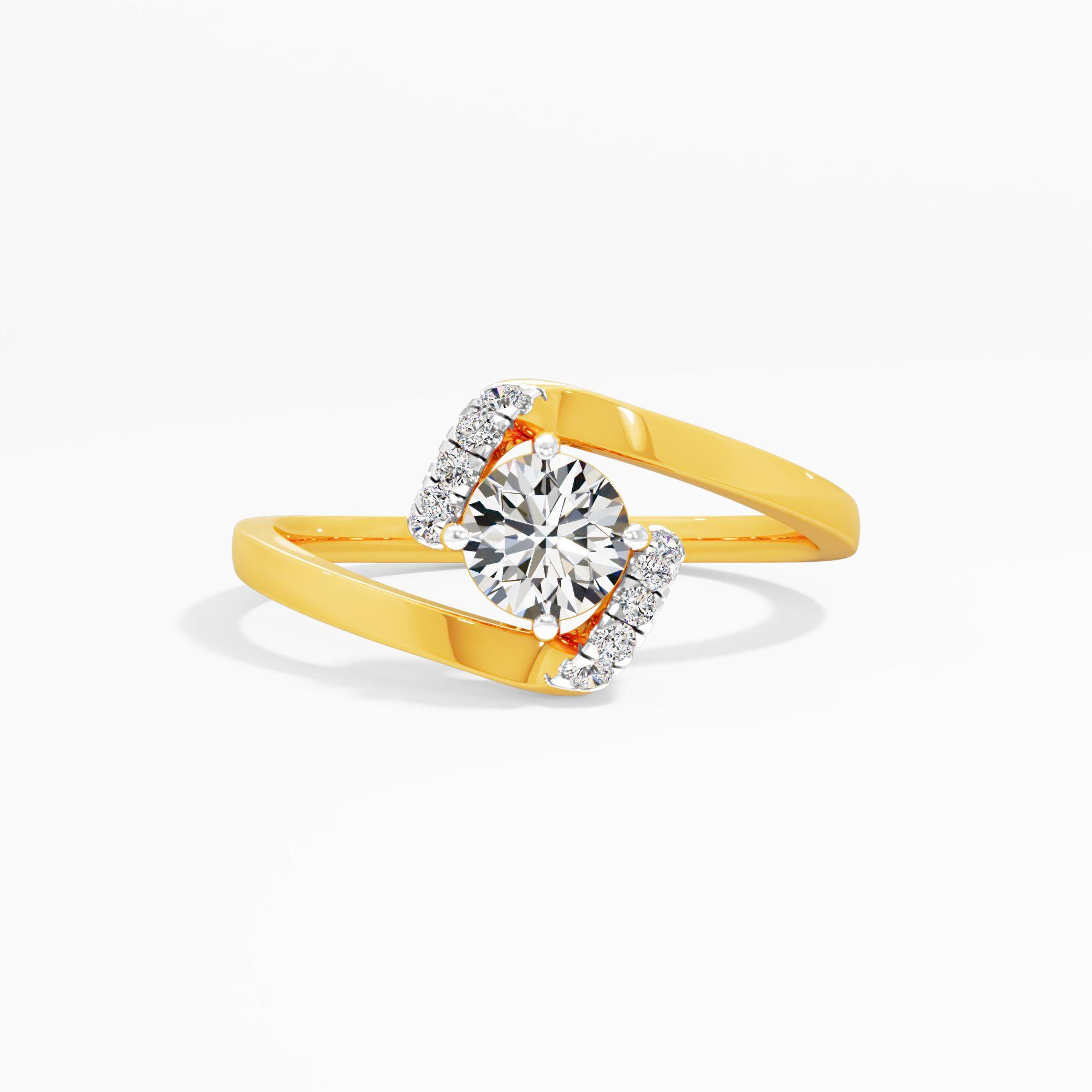 Swirling Embrace Solitaire Diamond Ring in 9KT Yellow Gold (Diamond Quality: FG-VVS VS)