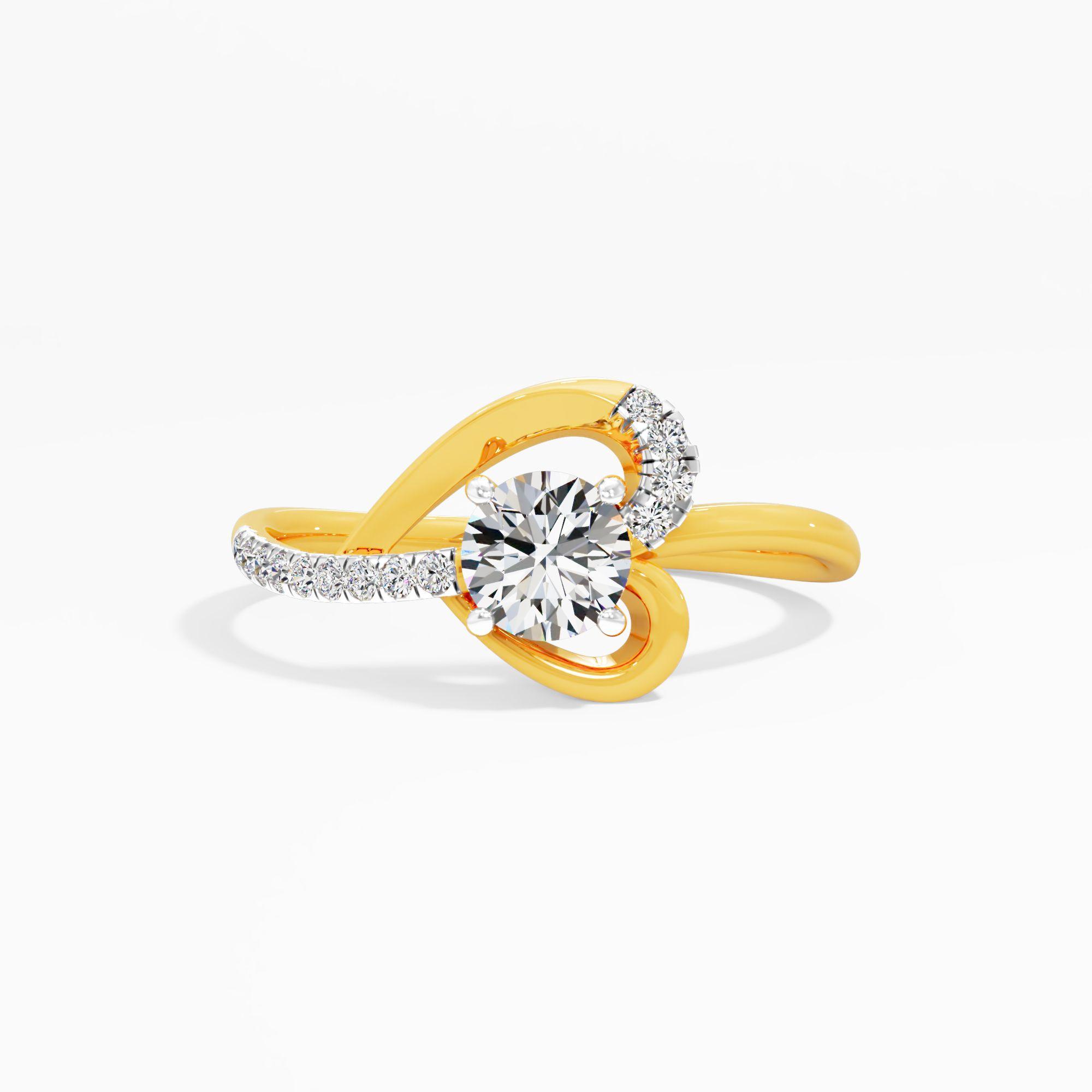 Flowing Heart Silhouette Diamond Ring in 9KT Yellow Gold (Diamond Quality: FG-VVS VS)