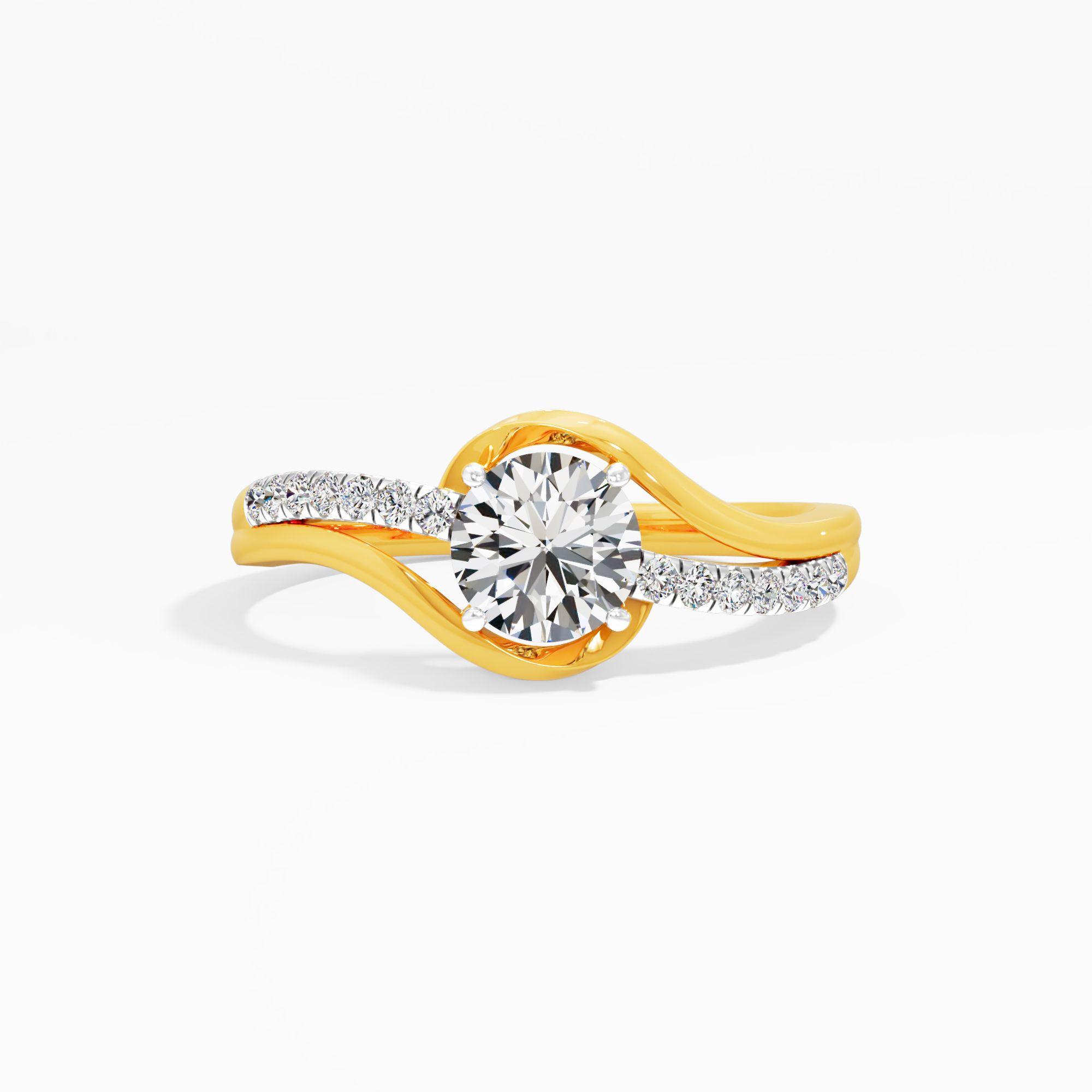 Elaris Curve Diamond Ring in 9KT Yellow Gold (Diamond Quality: FG-VVS VS)