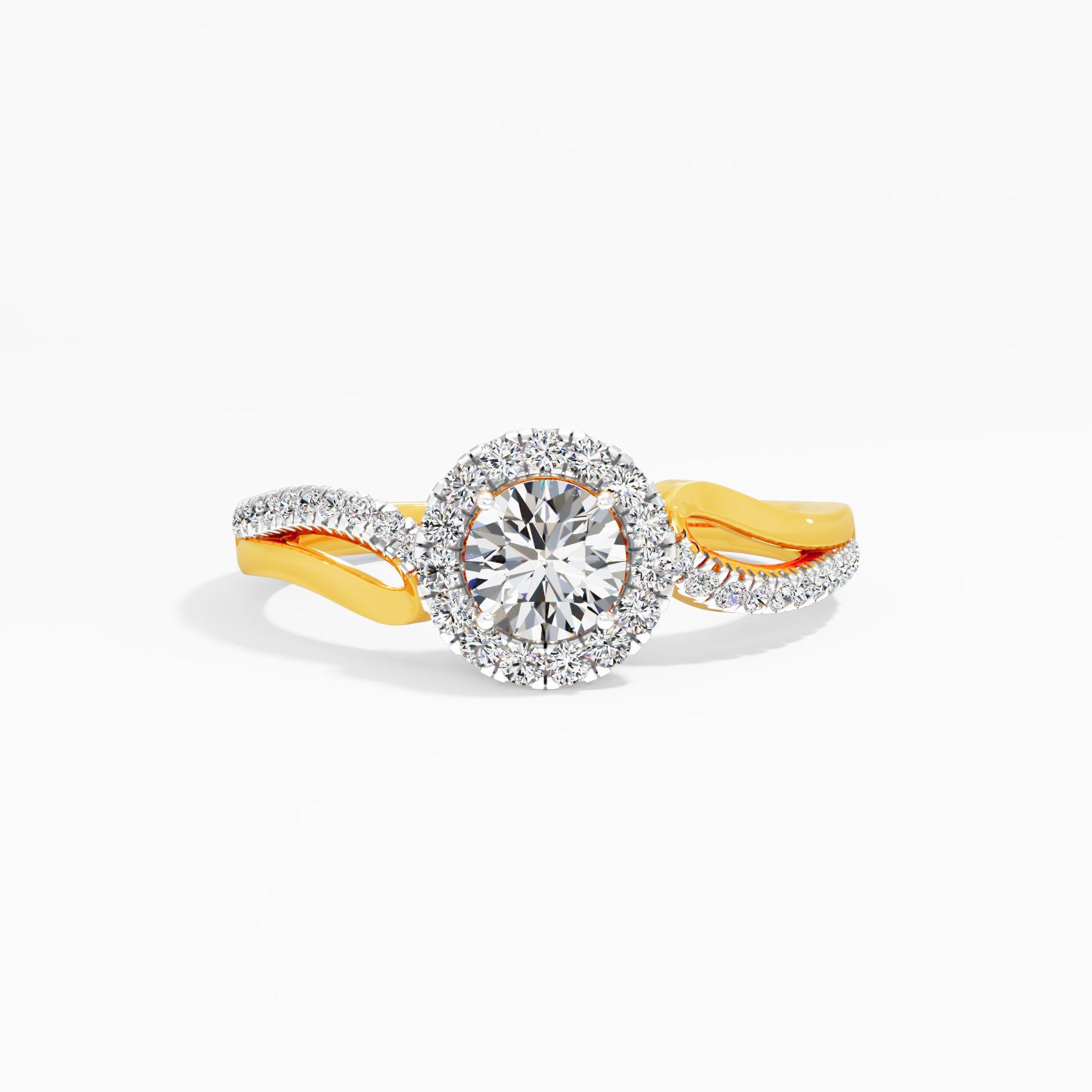 Graceflow Halo Diamond Ring in 9KT Yellow Gold (Diamond Quality: FG-VVS VS)