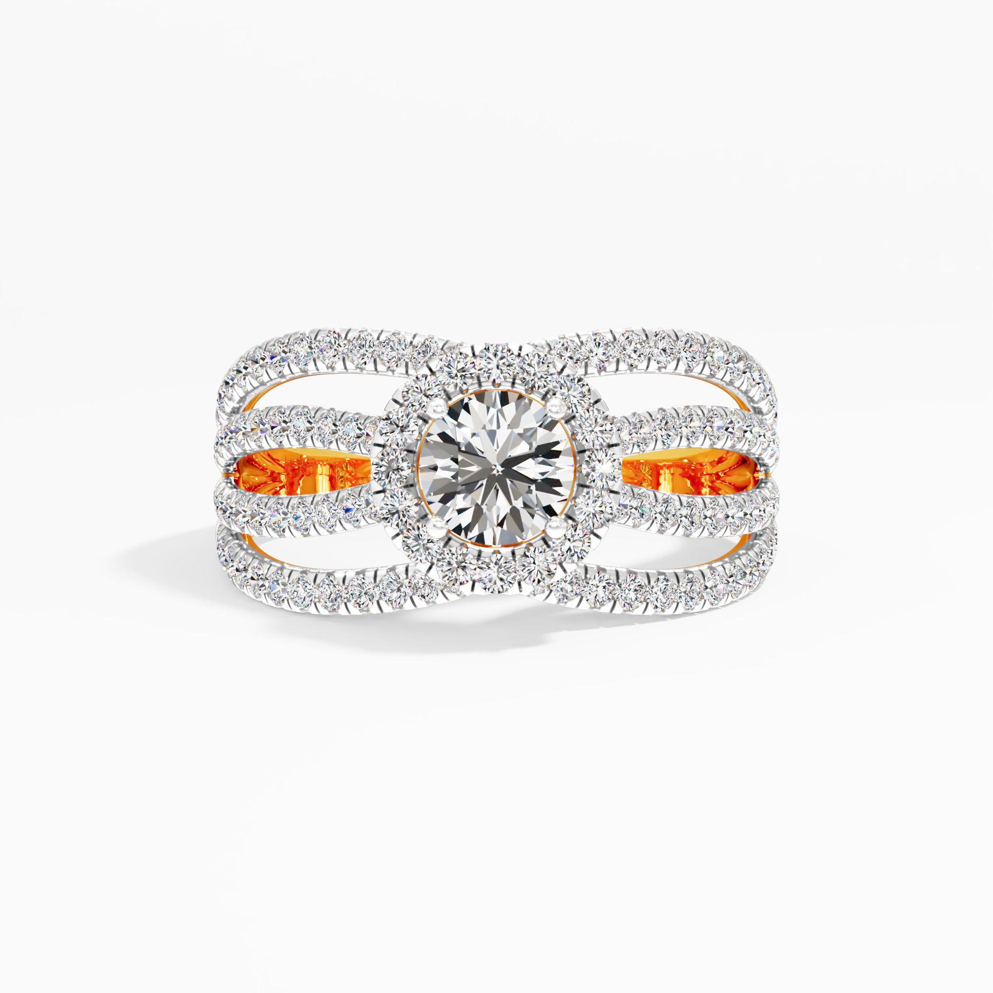 Timeless Bond Halo Ring in 9KT Yellow Gold (Diamond Quality: FG-VVS VS)