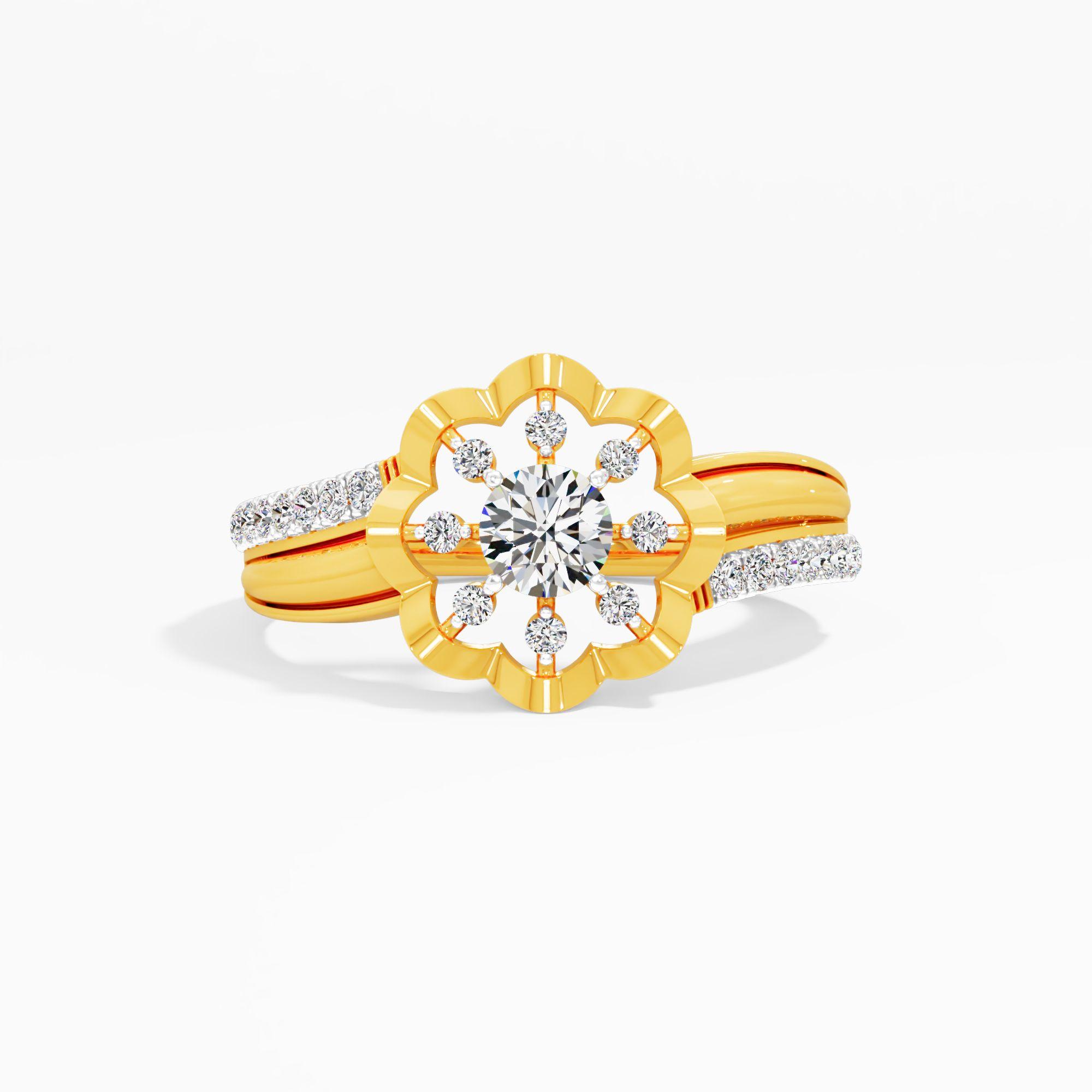 Flourishing Muse Solitaire Ring in 9KT Yellow Gold (Diamond Quality: FG-VVS VS)
