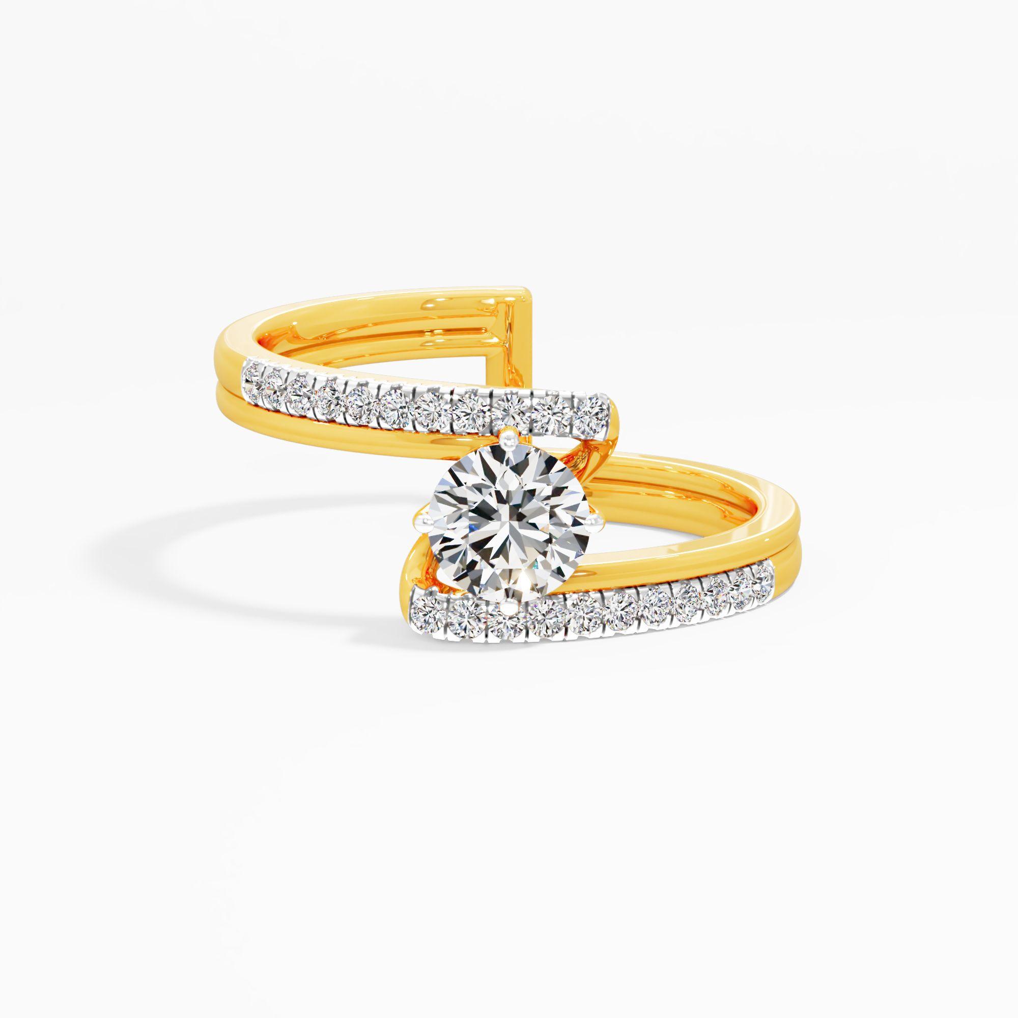 Twin Horizon Wrap Diamond Ring in 9KT Yellow Gold (Diamond Quality: FG-VVS VS)