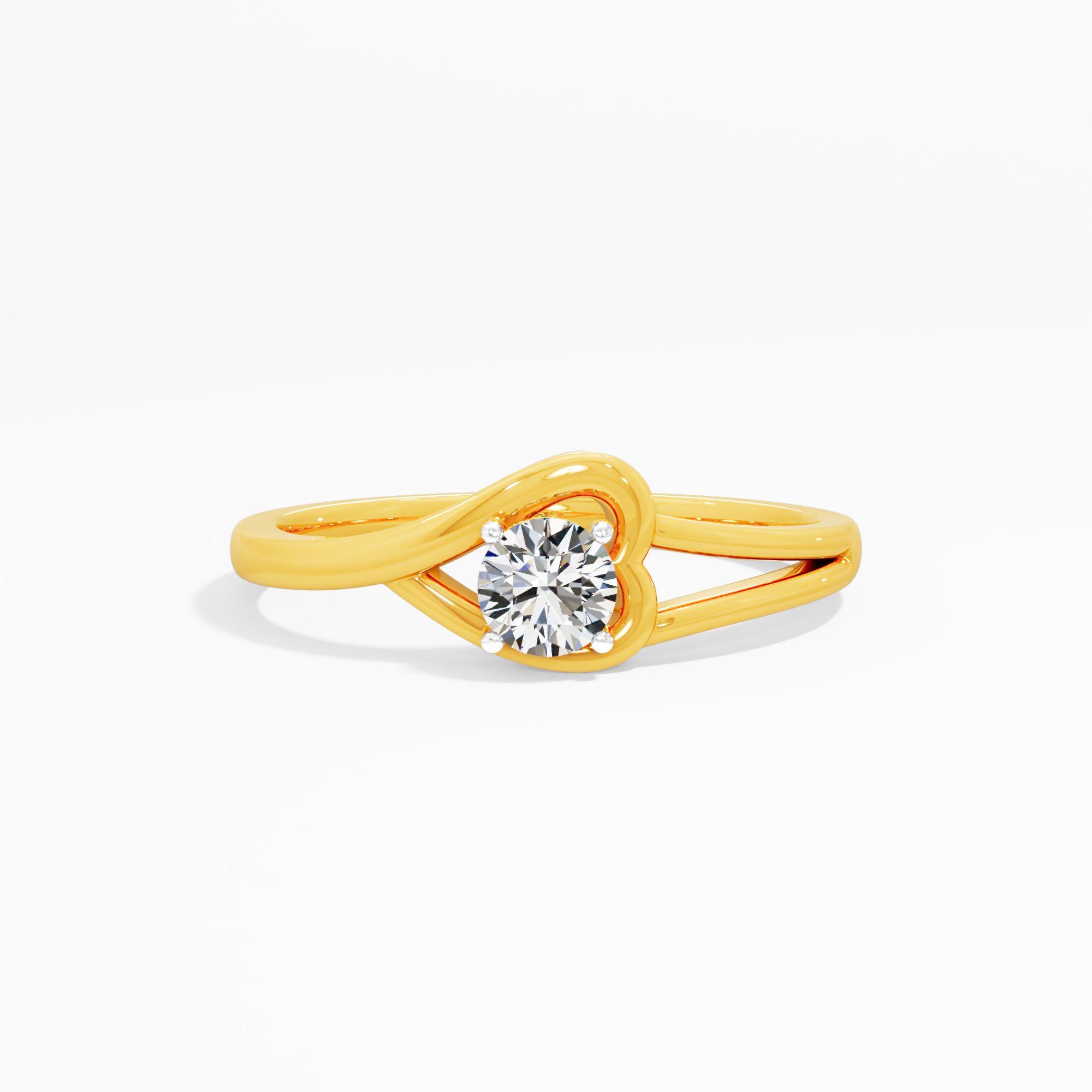 Abstract Heart Solitaire Diamond Ring in 9KT Yellow Gold (Diamond Quality: FG-VVS VS)