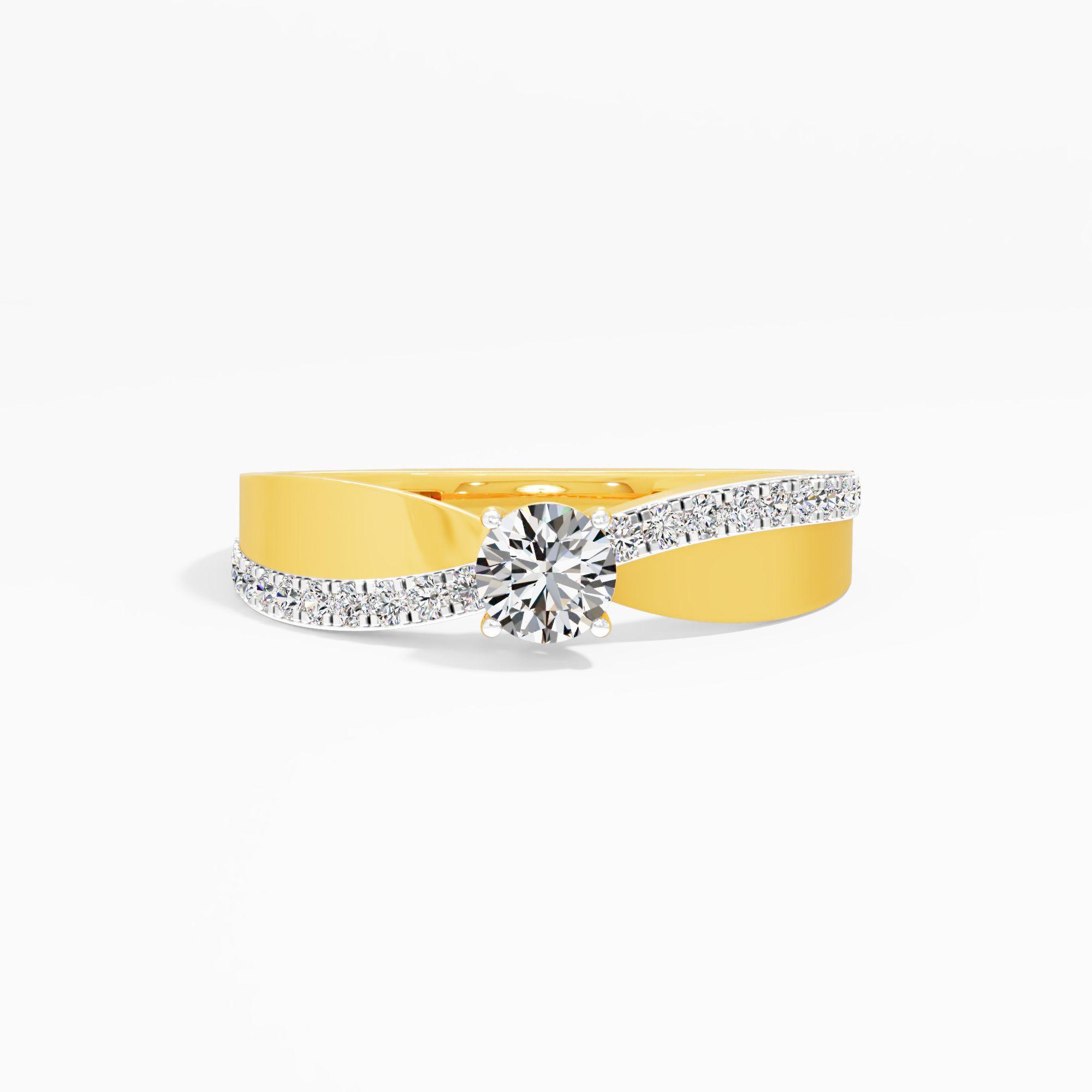 Crossover Solitaire Diamond Ring in 9KT Yellow Gold (Diamond Quality: FG-VVS VS)