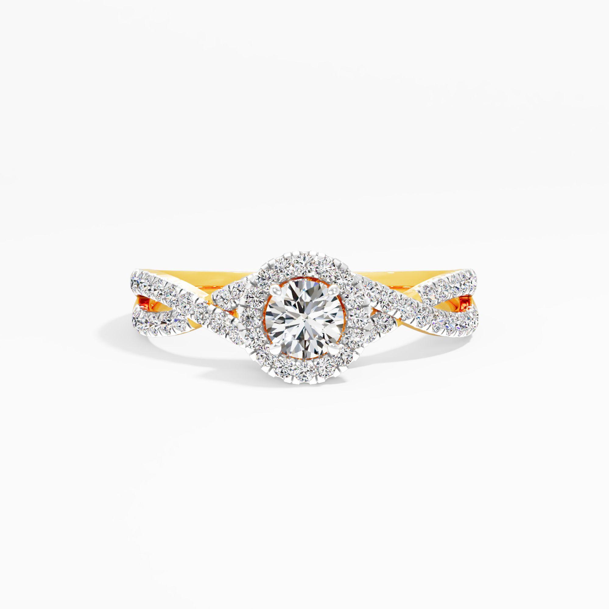 The Helix Halo Diamond Ring in 9KT Yellow Gold (Diamond Quality: FG-VVS VS)