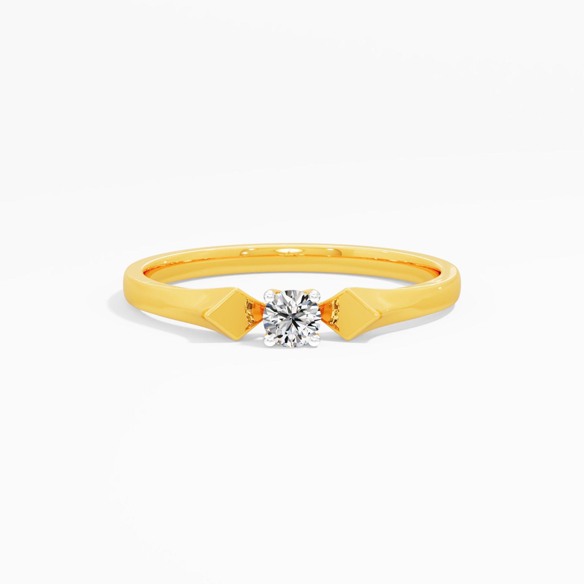 Geometric Solitaire Diamond Ring in 9KT Yellow Gold (Diamond Quality: FG-VVS VS)