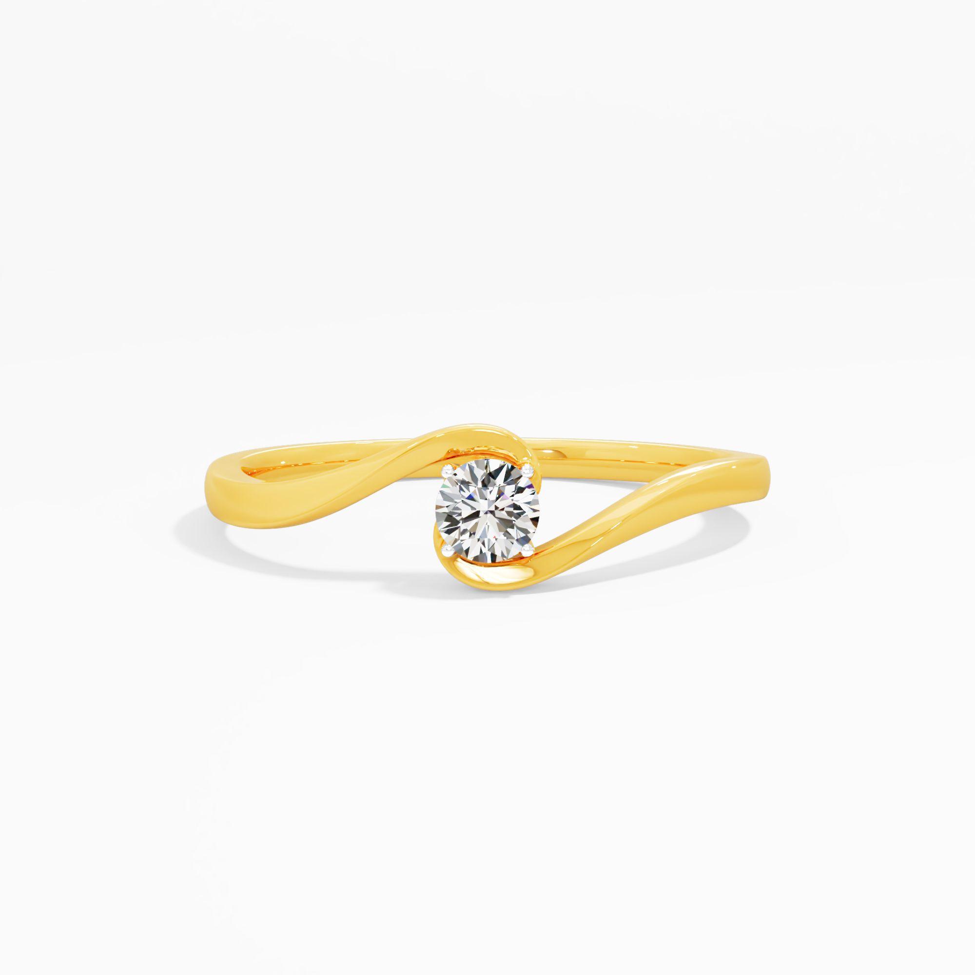 Helical Solitaire Diamond Ring in 9KT Yellow Gold (Diamond Quality: FG-VVS VS)