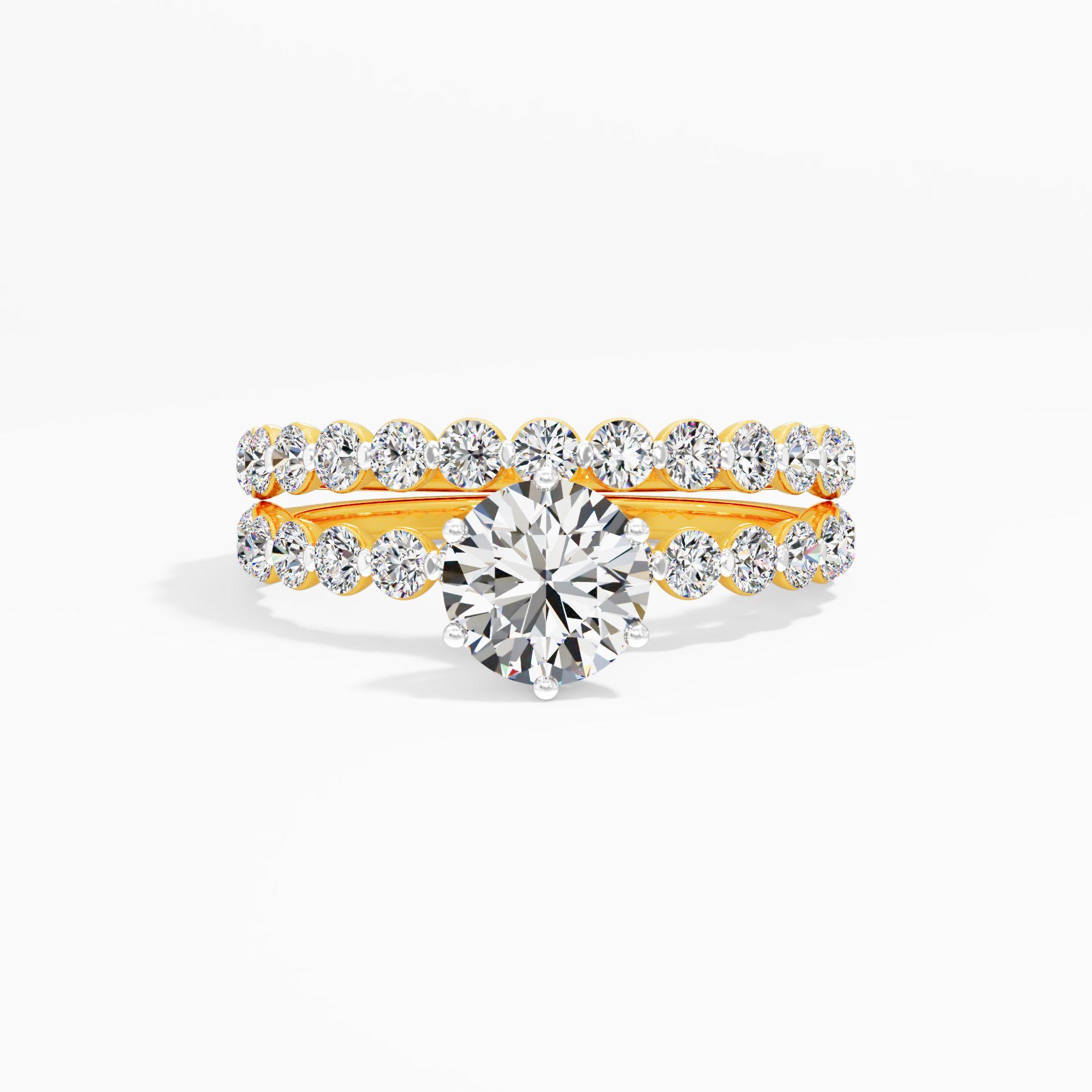 Traditional Solitaire Wedding Set in 9KT Yellow Gold (Diamond Quality: FG-VVS VS)