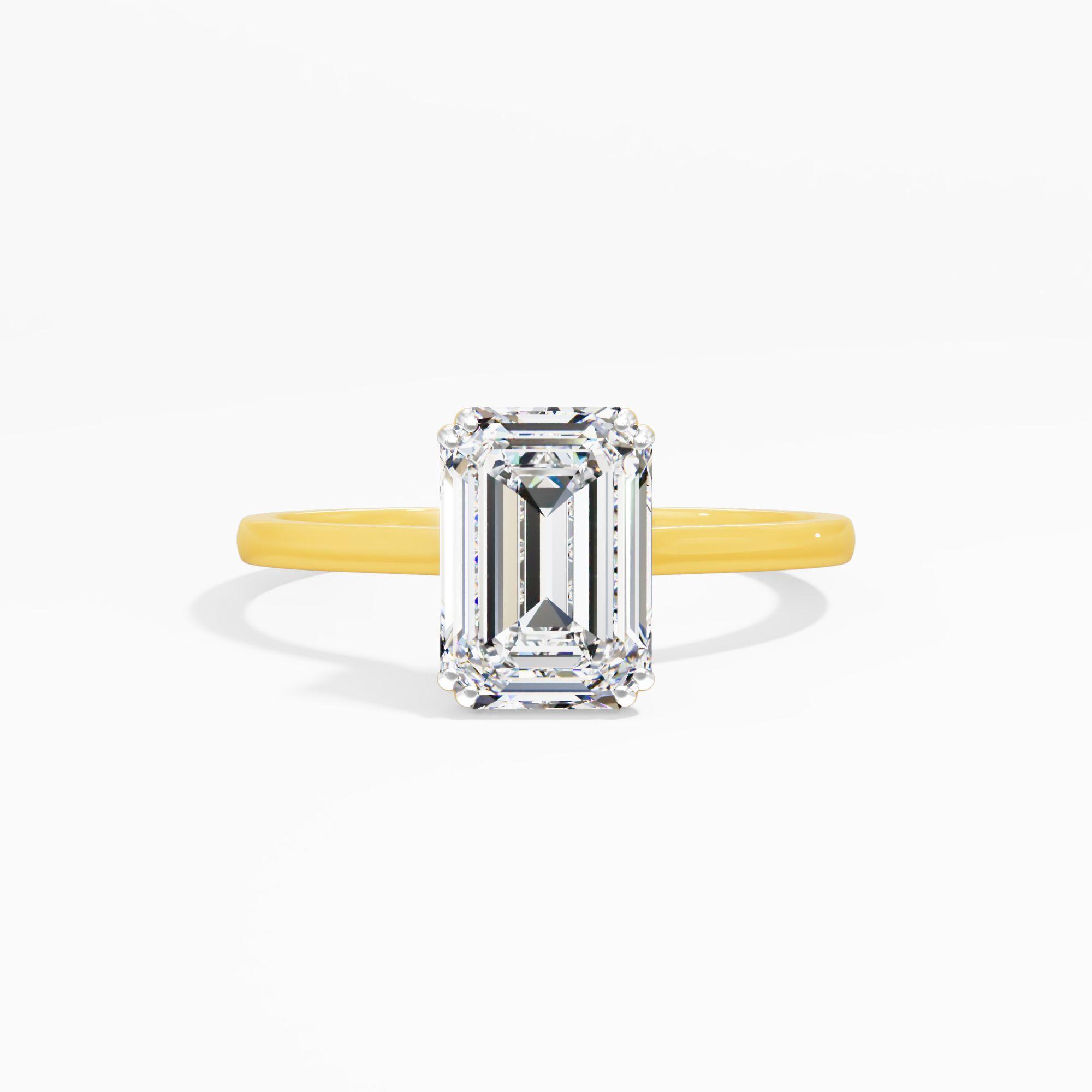 Emerald Halo Diamond Solitaire Ring in 9KT Yellow Gold (Diamond Quality: FG-VVS VS)